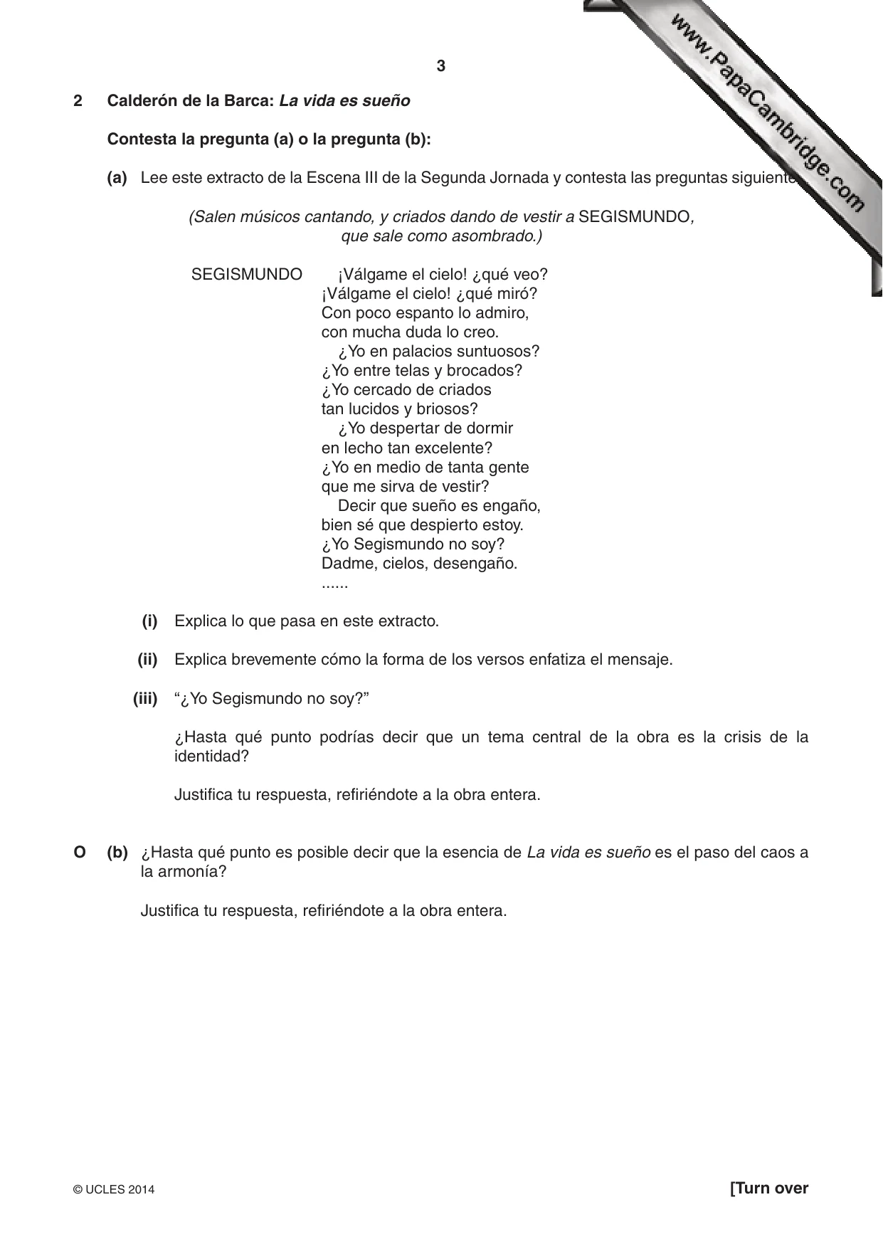 Cambridge A Level Spanish (A Level only) 9719 2014 Oct/Nov Paper 4 · Variant 2 question paper, page 3 of 8