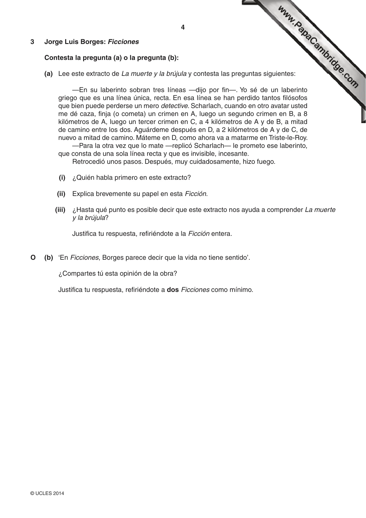 Cambridge A Level Spanish (A Level only) 9719 2014 Oct/Nov Paper 4 · Variant 2 question paper, page 4 of 8
