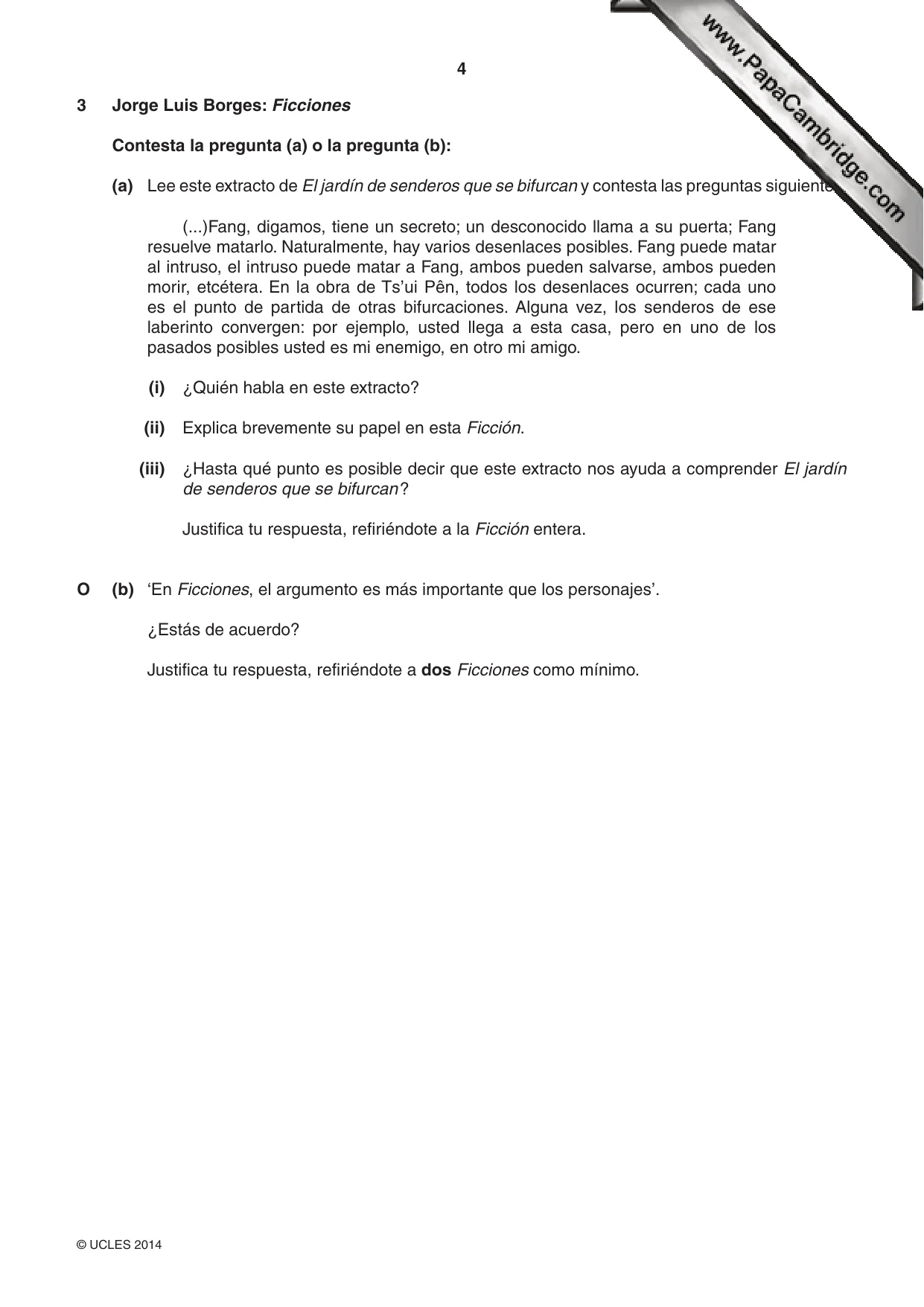 Cambridge A Level Spanish (A Level only) 9719 2014 Oct/Nov Paper 4 · Variant 3 question paper, page 4 of 8