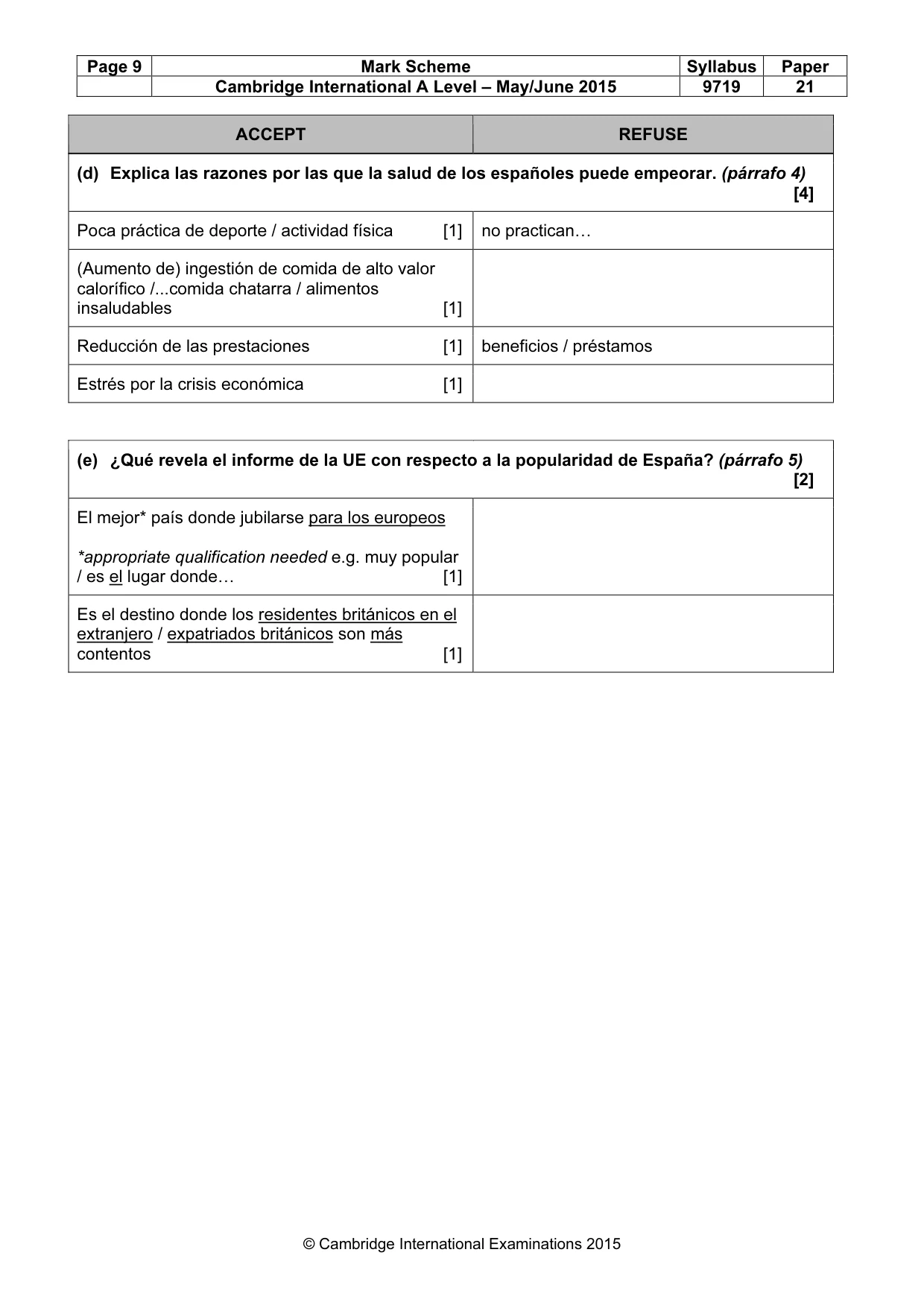 Mark scheme, page 9 of 13