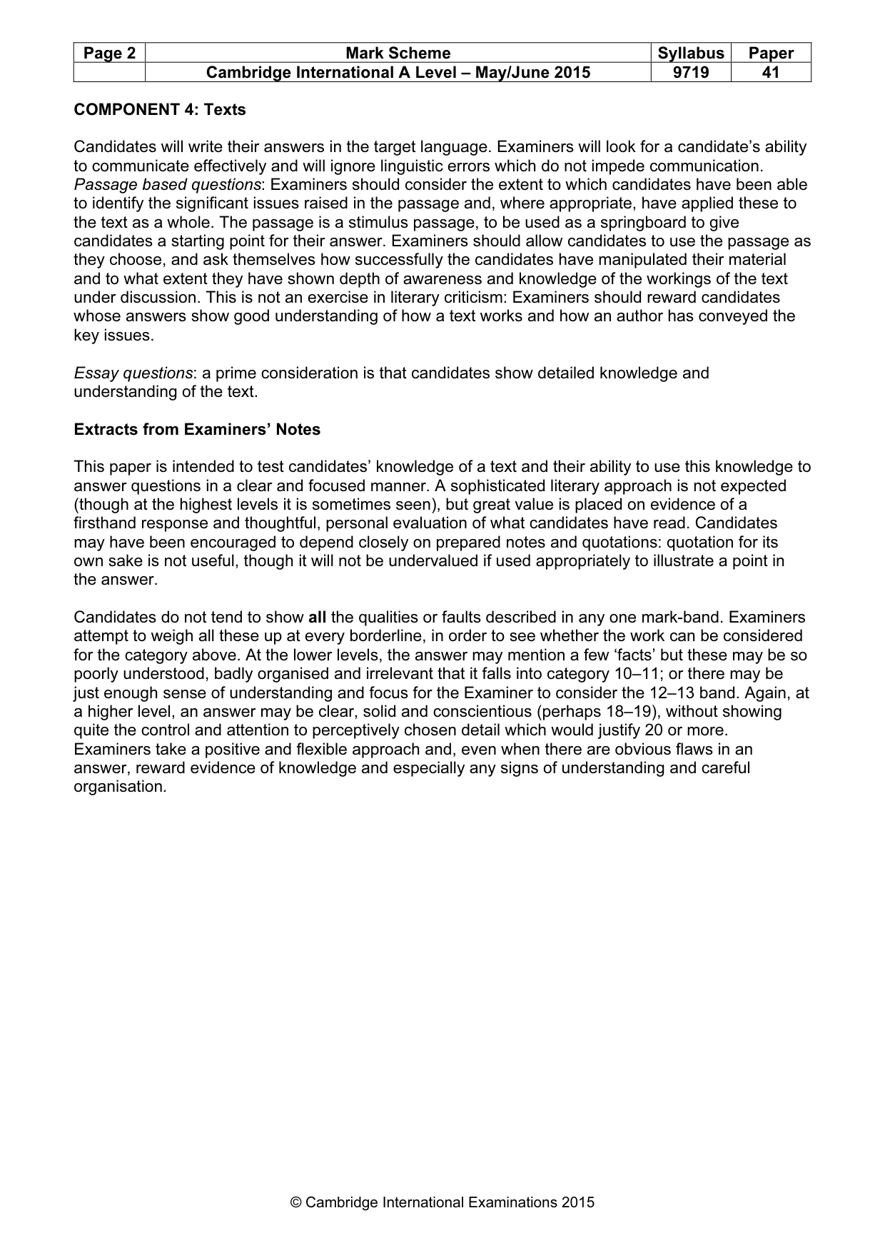 Mark scheme, page 2 of 3