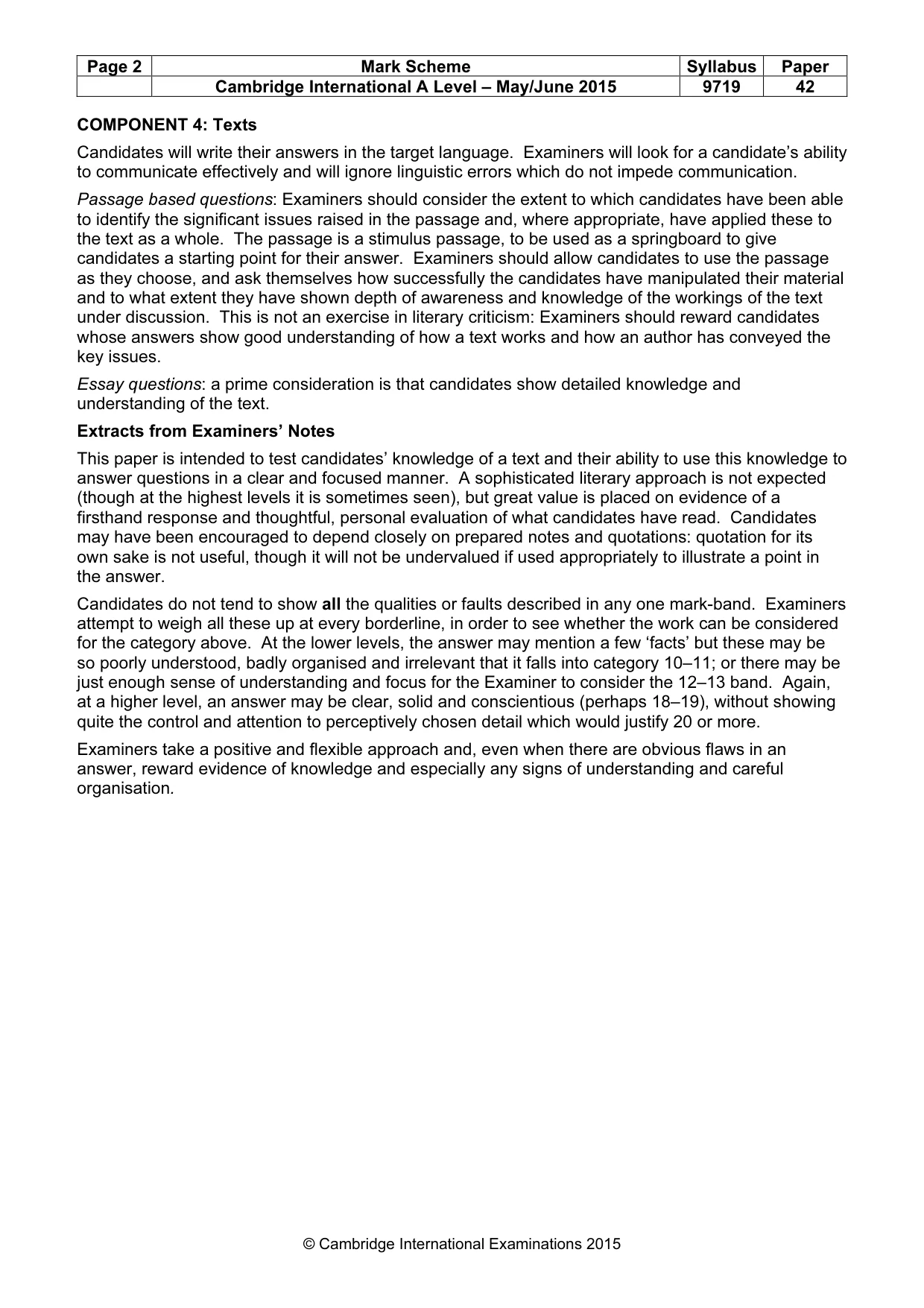 Mark scheme, page 2 of 3