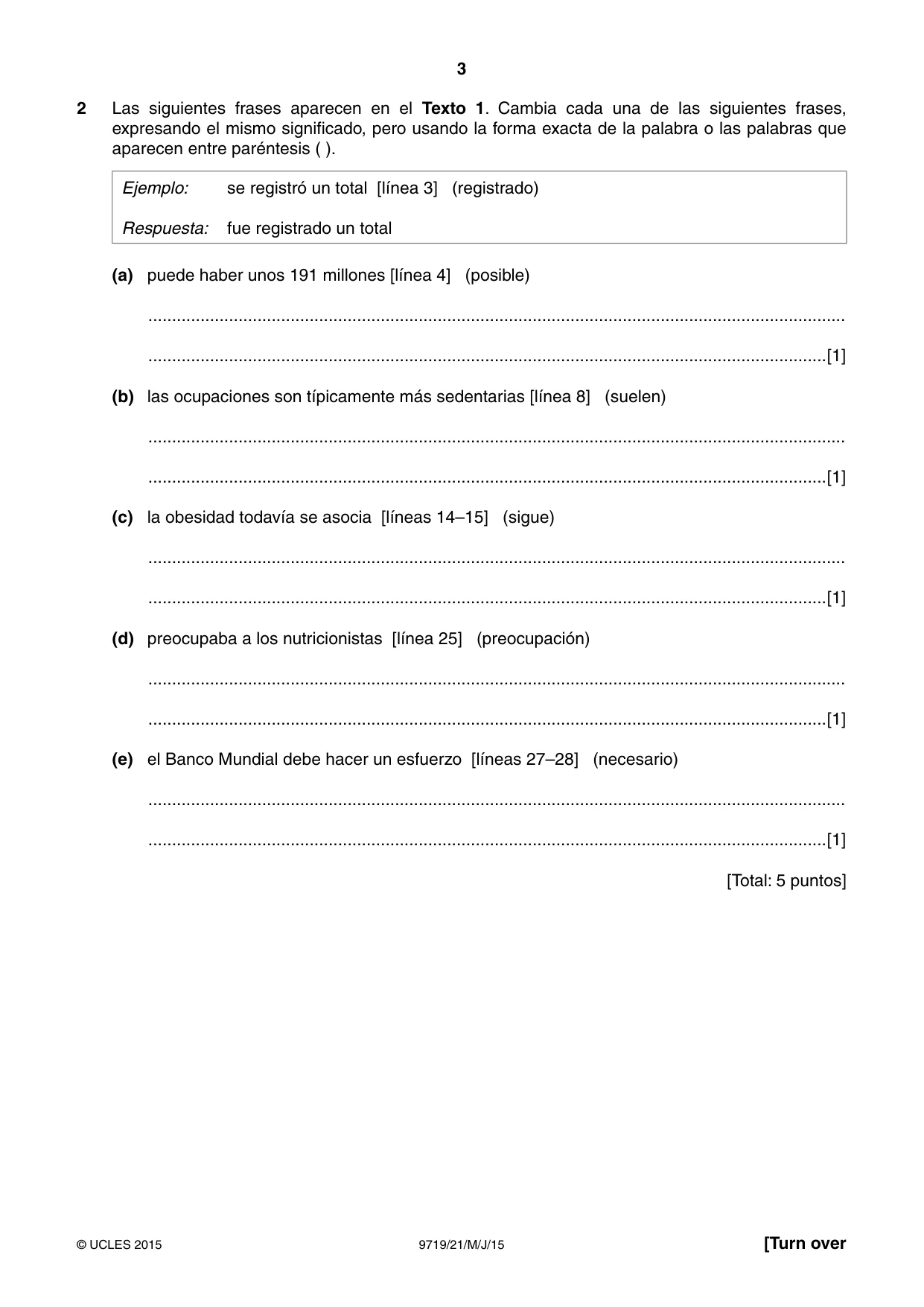 Cambridge A Level Spanish (A Level only) 9719 2015 May/June Paper 2 · Variant 1 question paper, page 3 of 8
