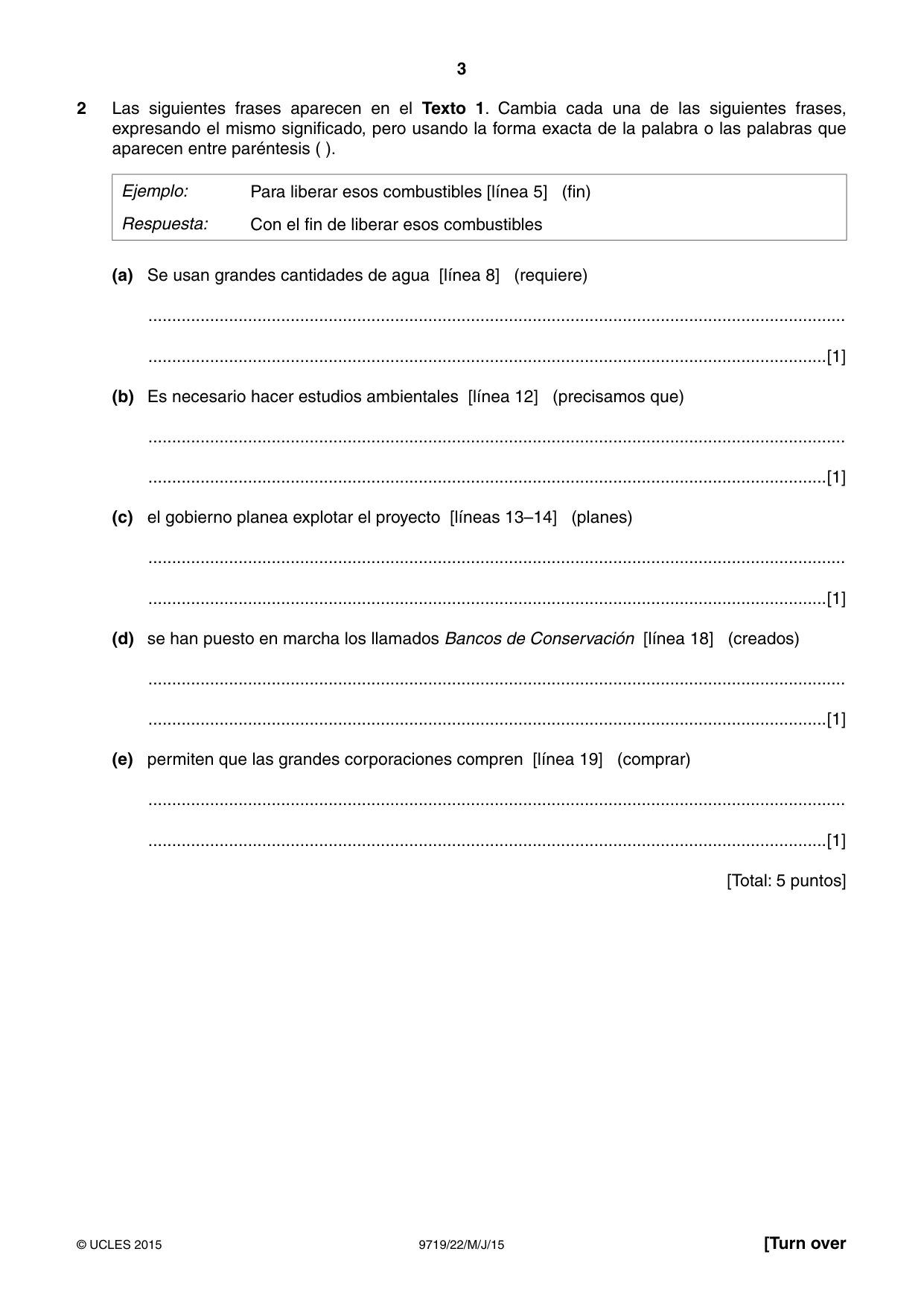 Cambridge A Level Spanish (A Level only) 9719 2015 May/June Paper 2 · Variant 2 question paper, page 3 of 8