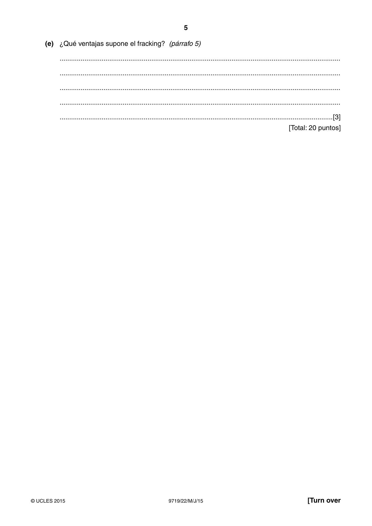 Cambridge A Level Spanish (A Level only) 9719 2015 May/June Paper 2 · Variant 2 question paper, page 5 of 8