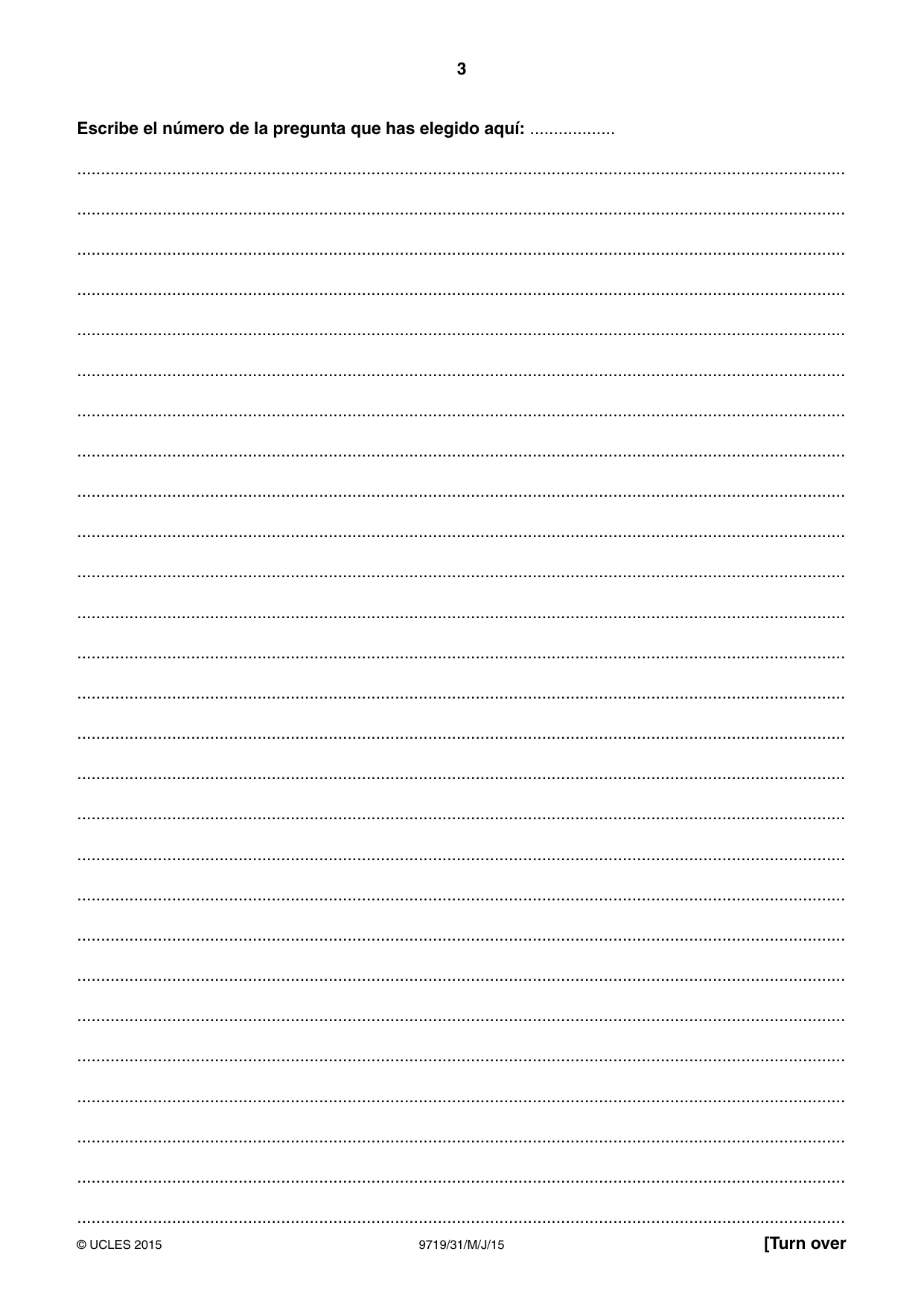 Cambridge A Level Spanish (A Level only) 9719 2015 May/June Paper 3 · Variant 1 question paper, page 3 of 8
