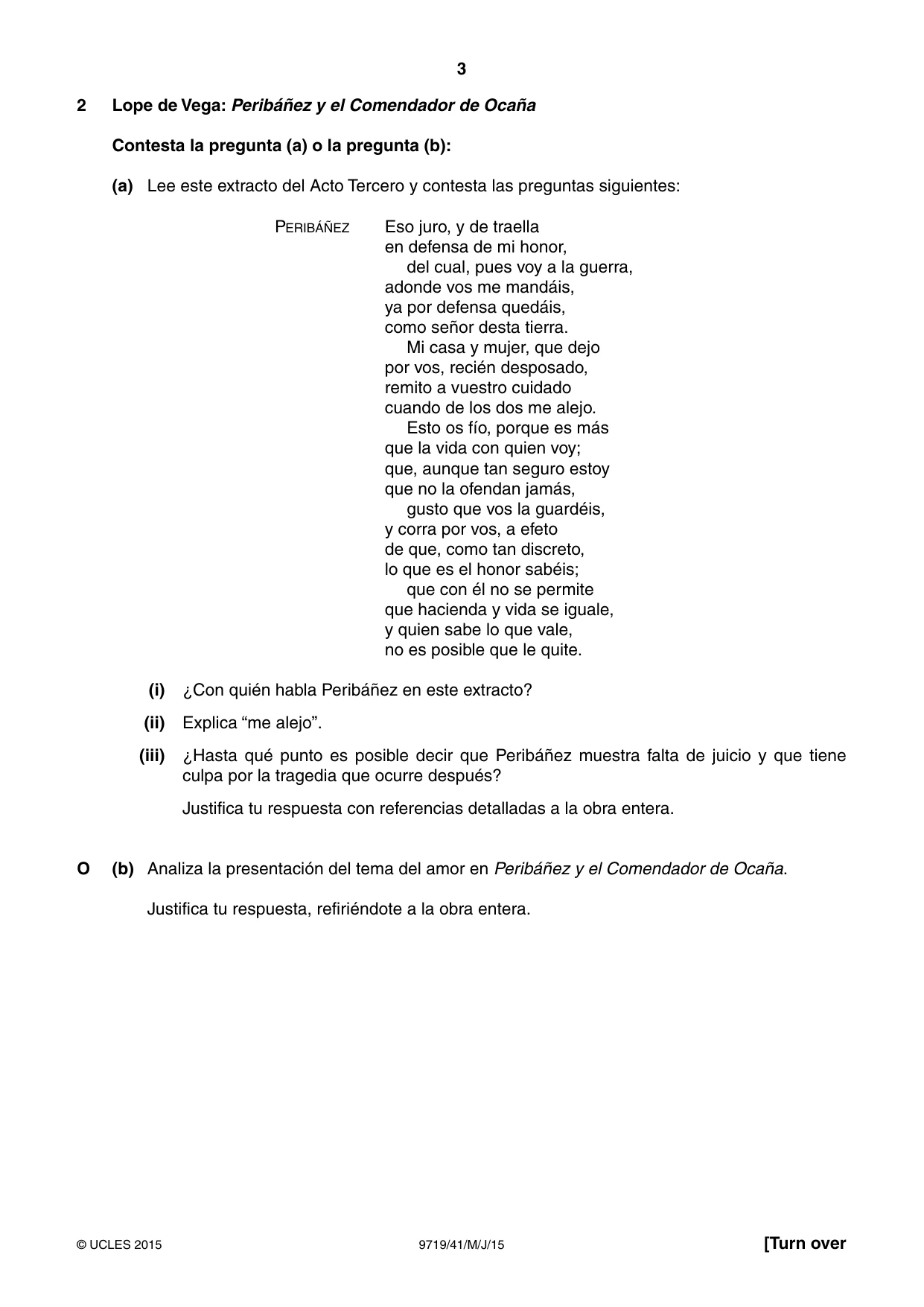 Cambridge A Level Spanish (A Level only) 9719 2015 May/June Paper 4 · Variant 1 question paper, page 3 of 8