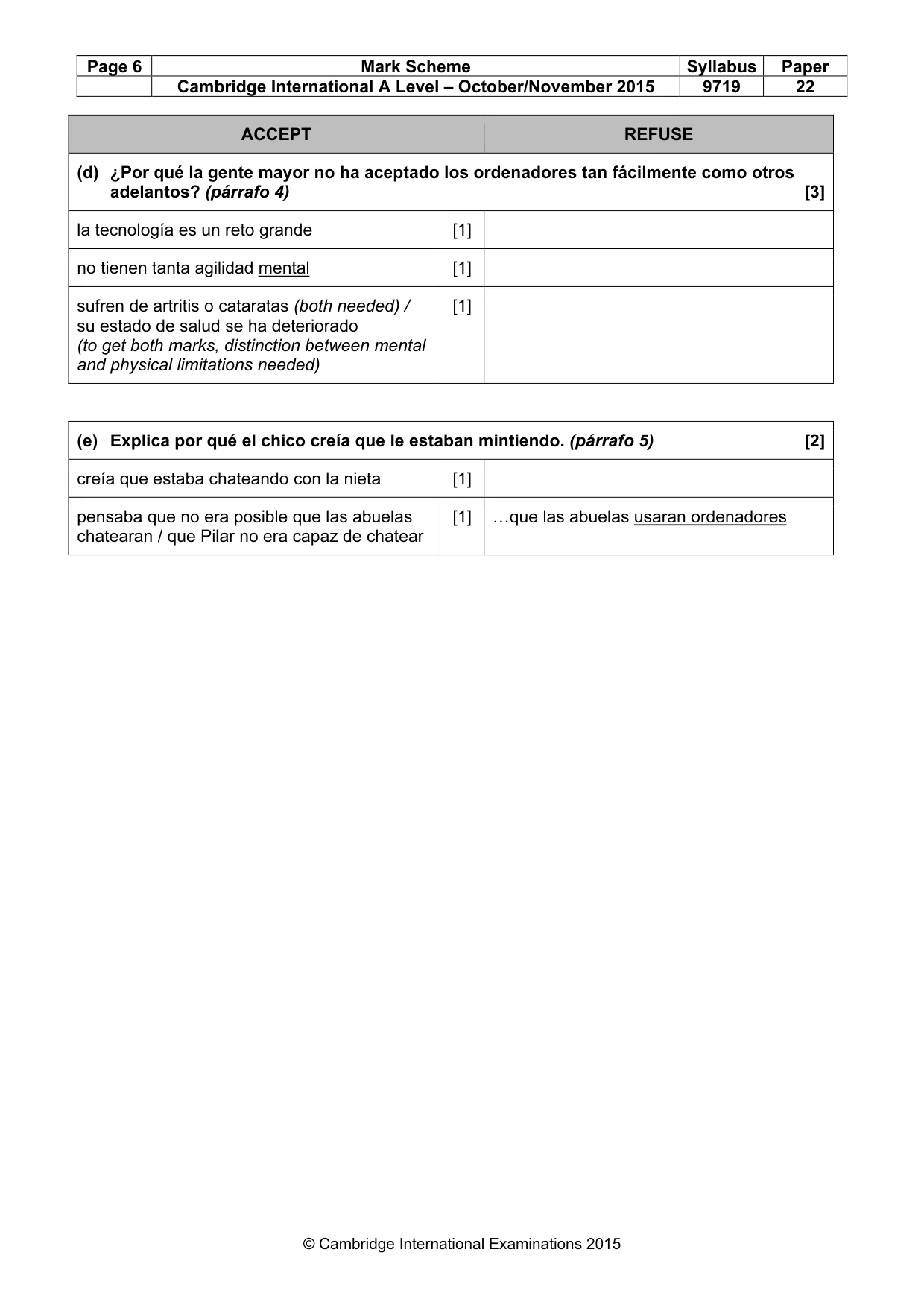 Mark scheme, page 6 of 12