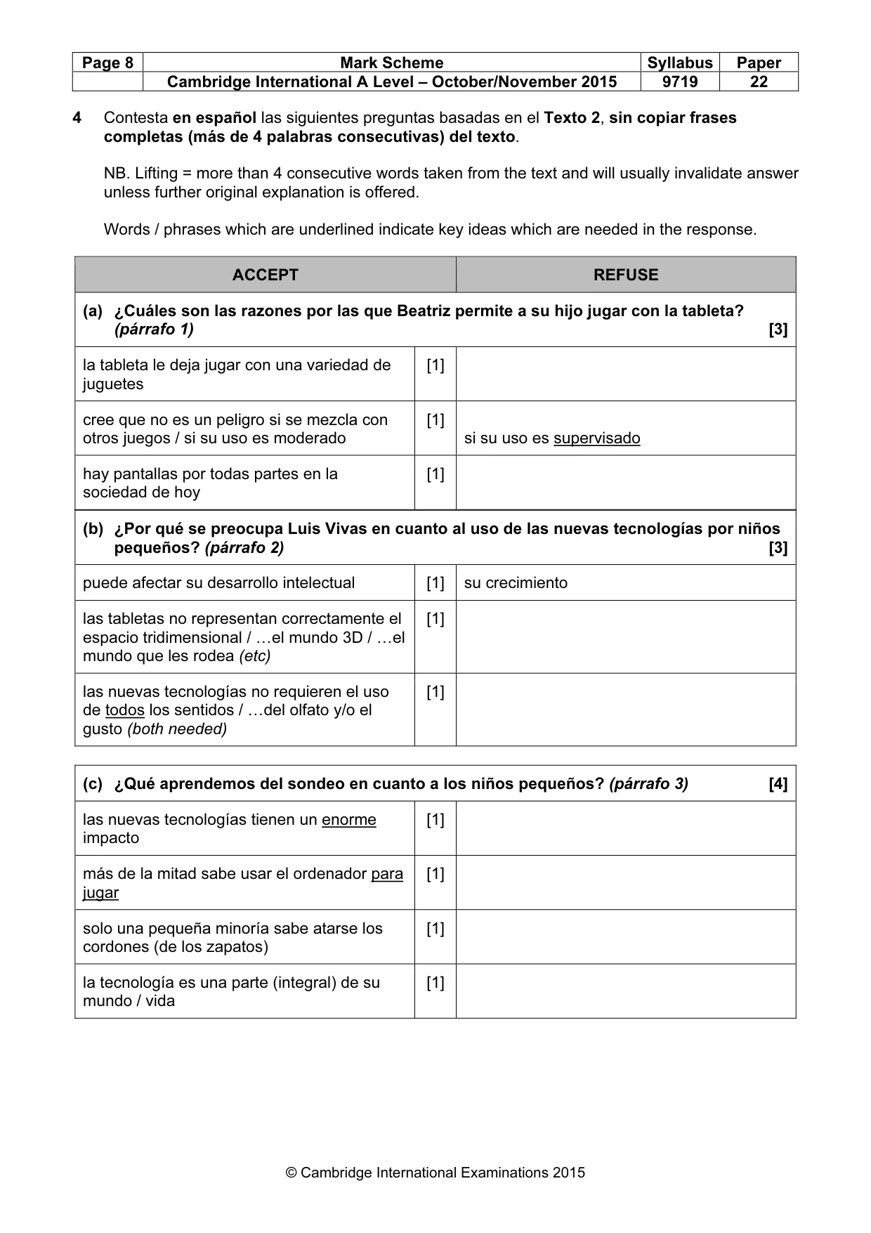 Mark scheme, page 8 of 12