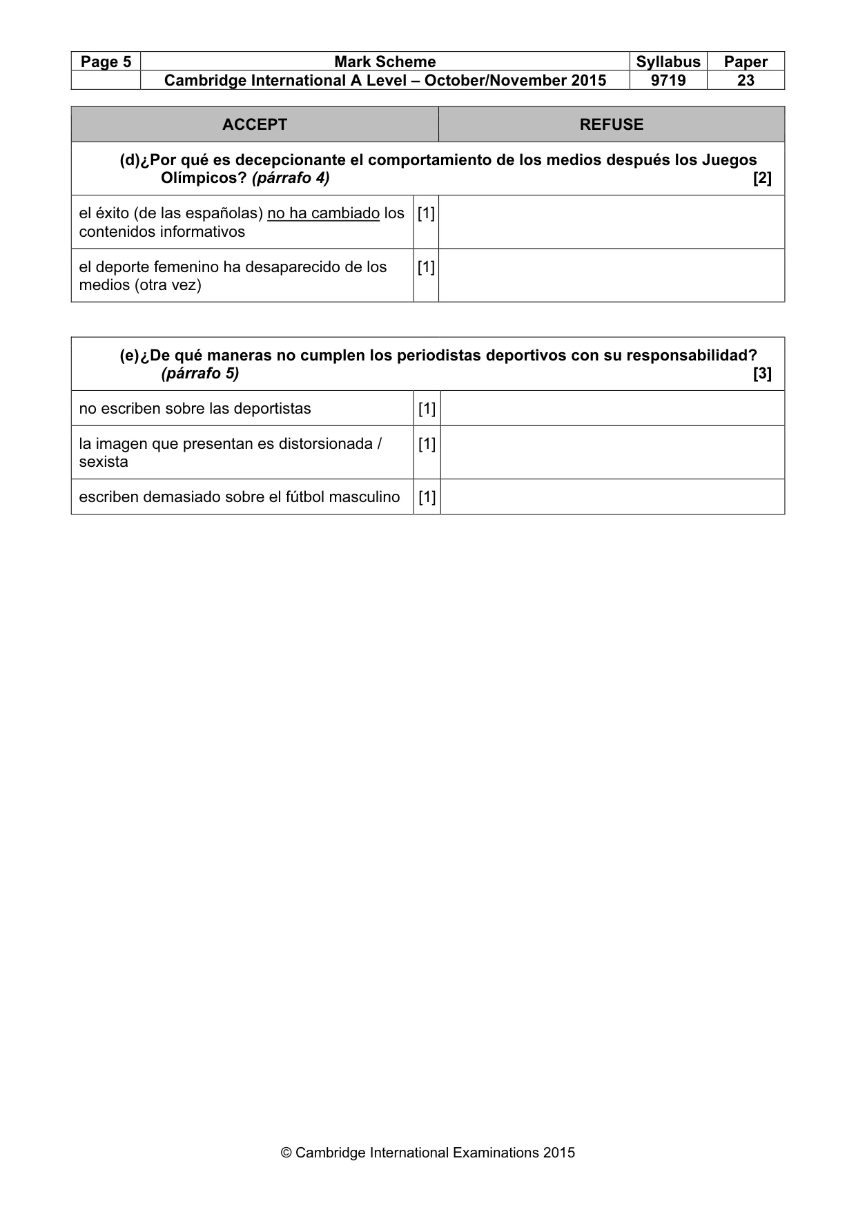 Mark scheme, page 5 of 11