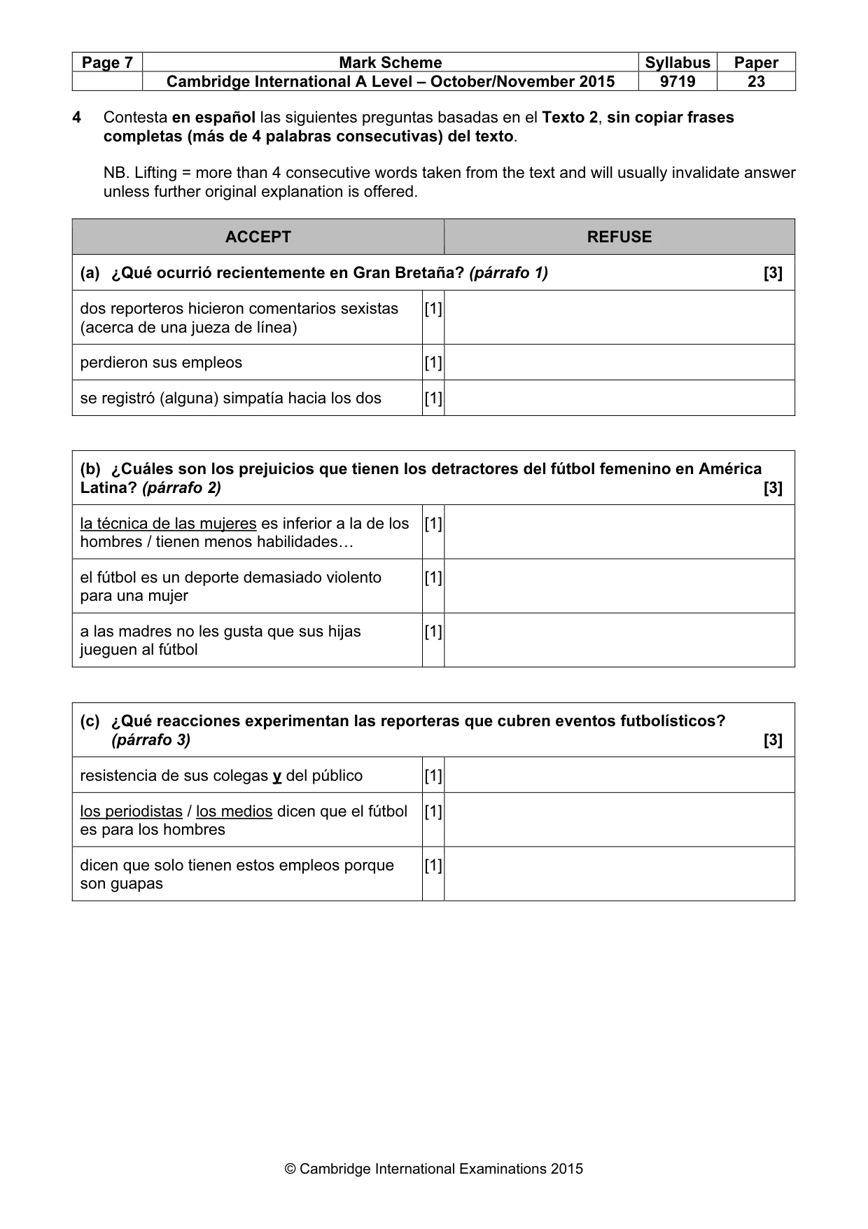 Mark scheme, page 7 of 11