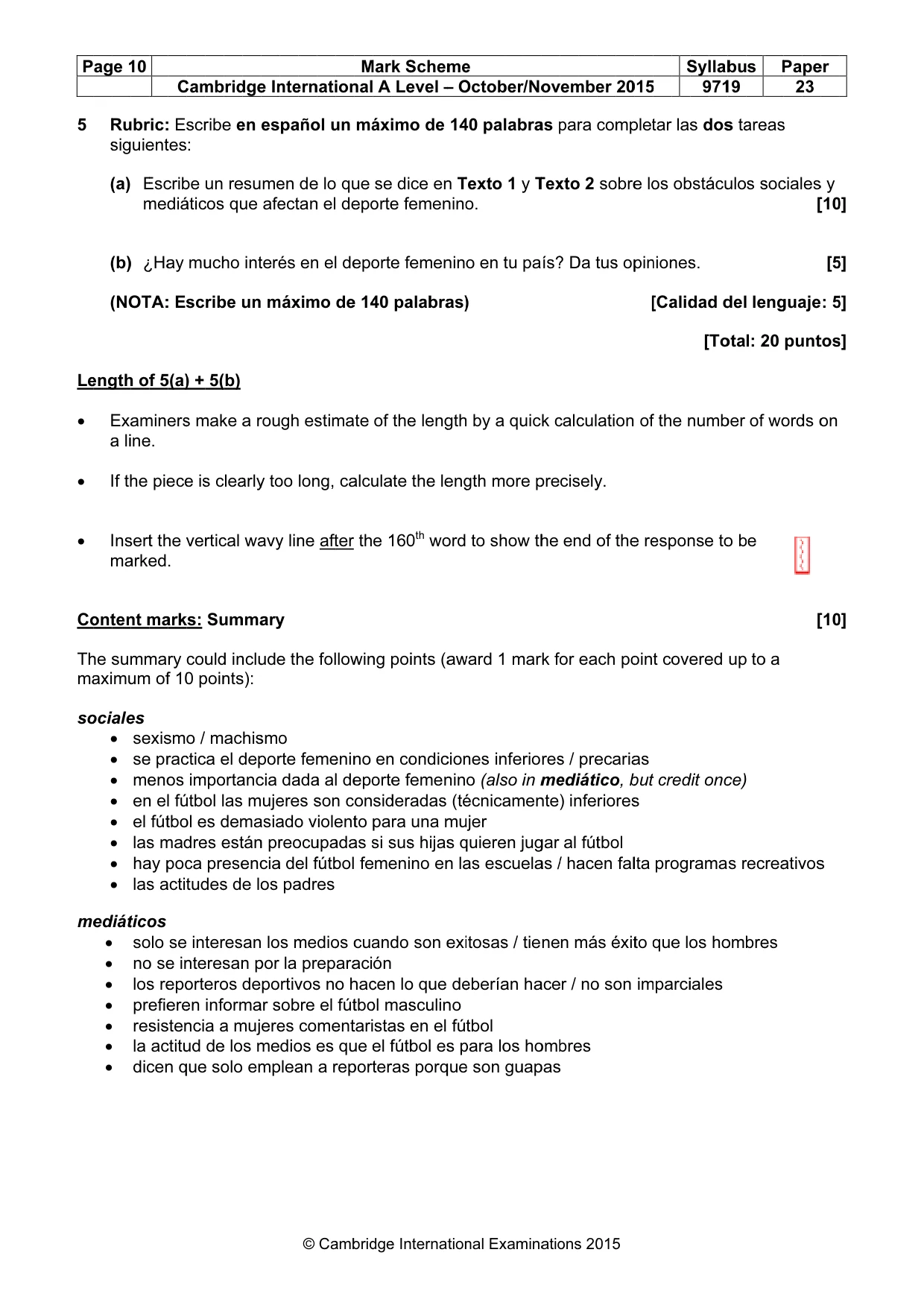 Mark scheme, page 10 of 11