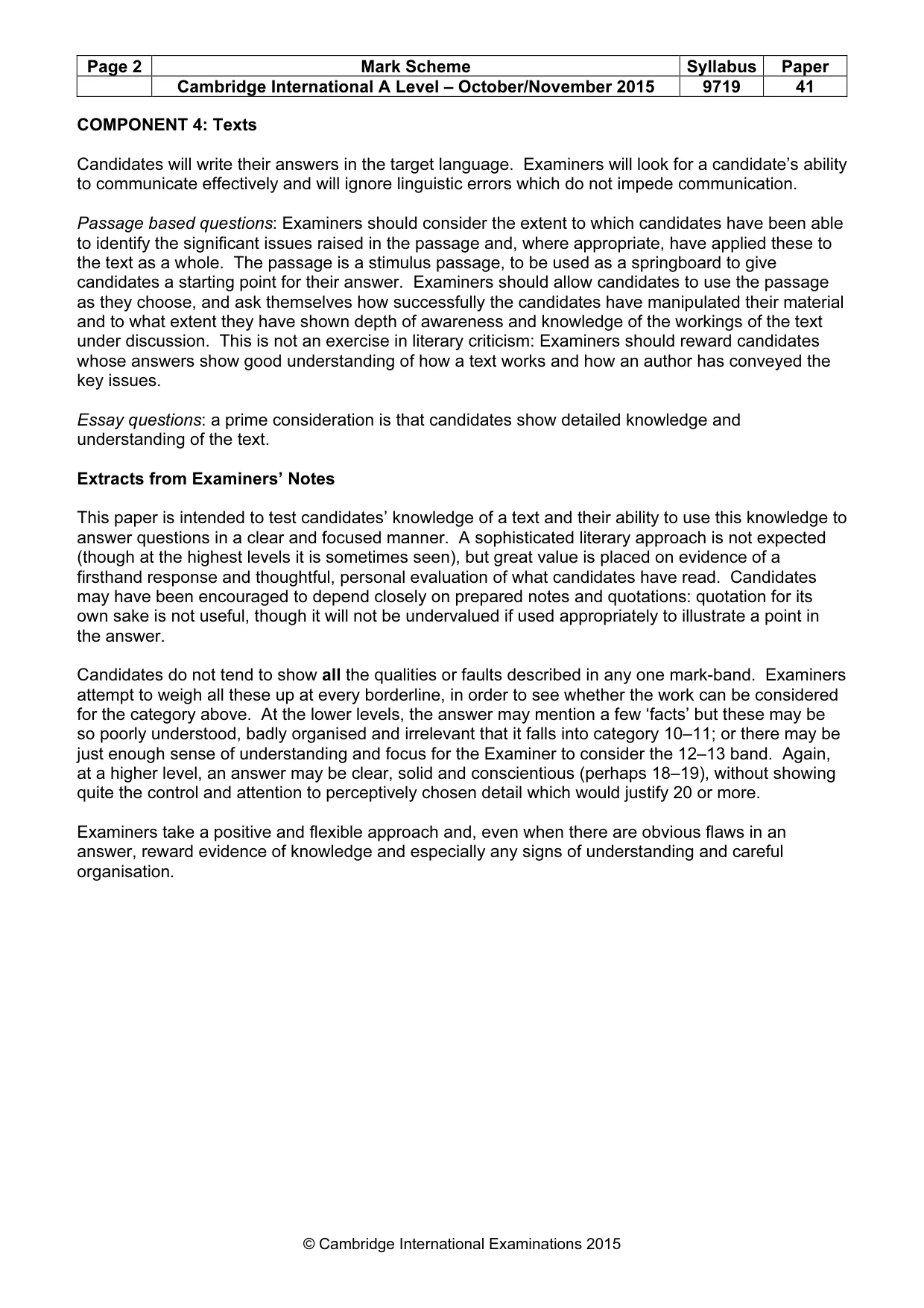 Mark scheme, page 2 of 3