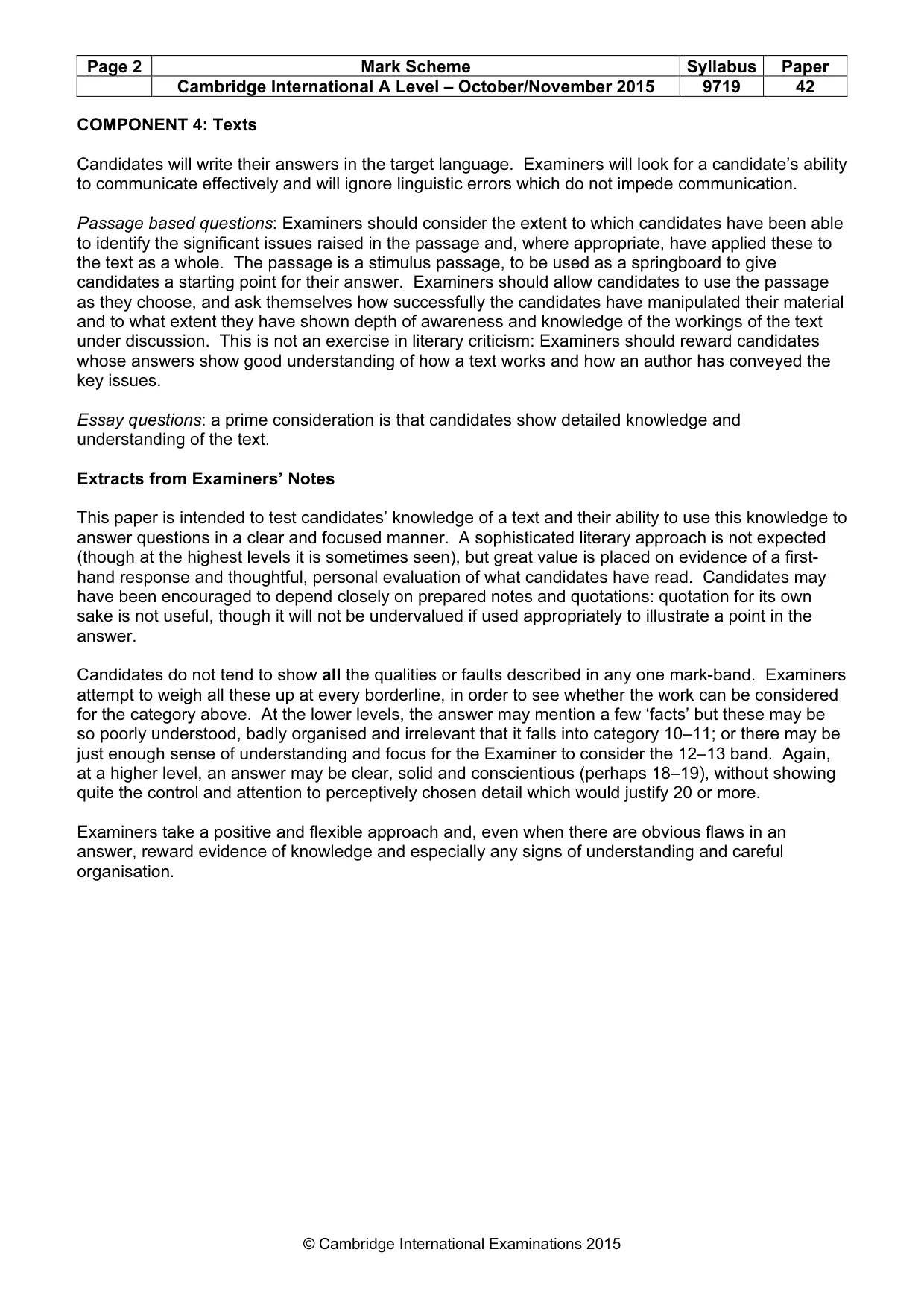 Mark scheme, page 2 of 3