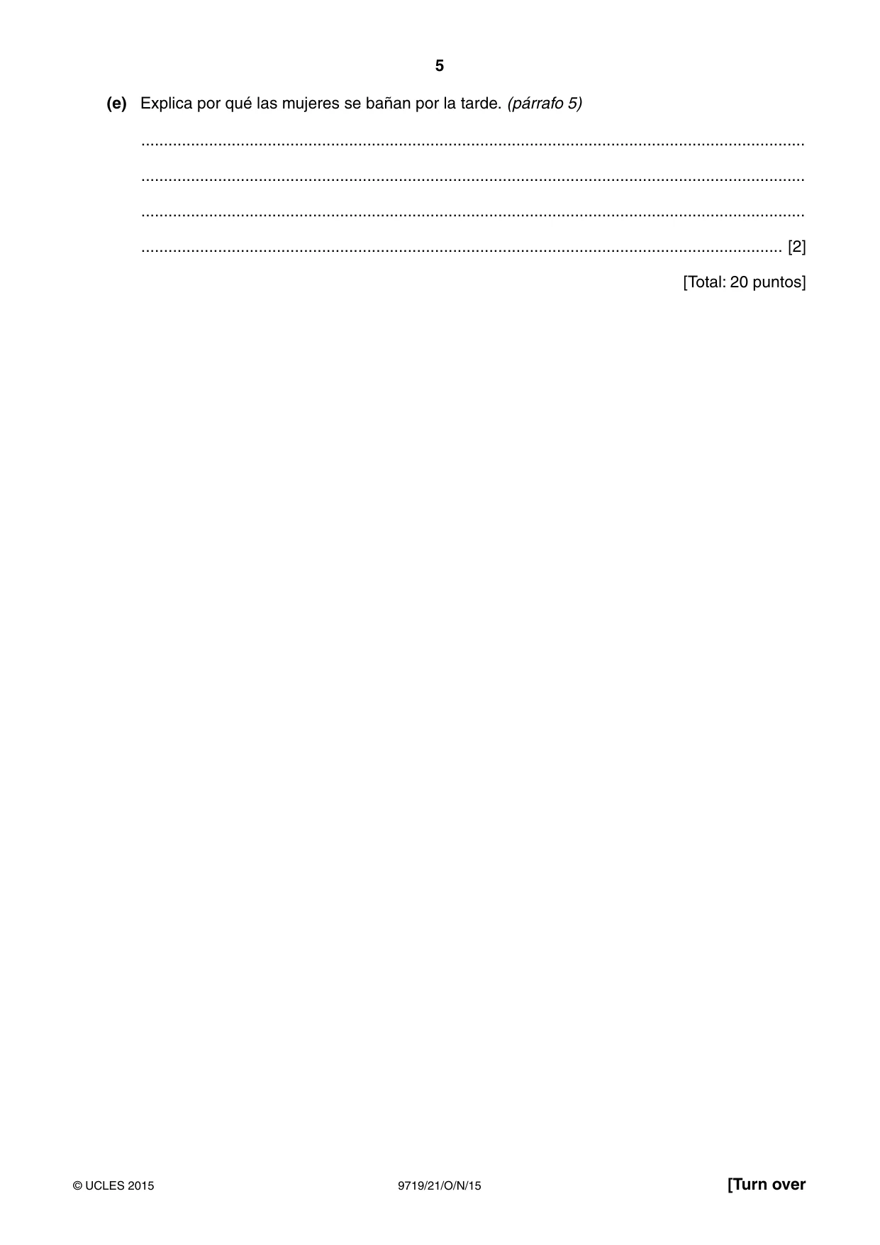 Cambridge A Level Spanish (A Level only) 9719 2015 Oct/Nov Paper 2 · Variant 1 question paper, page 5 of 8