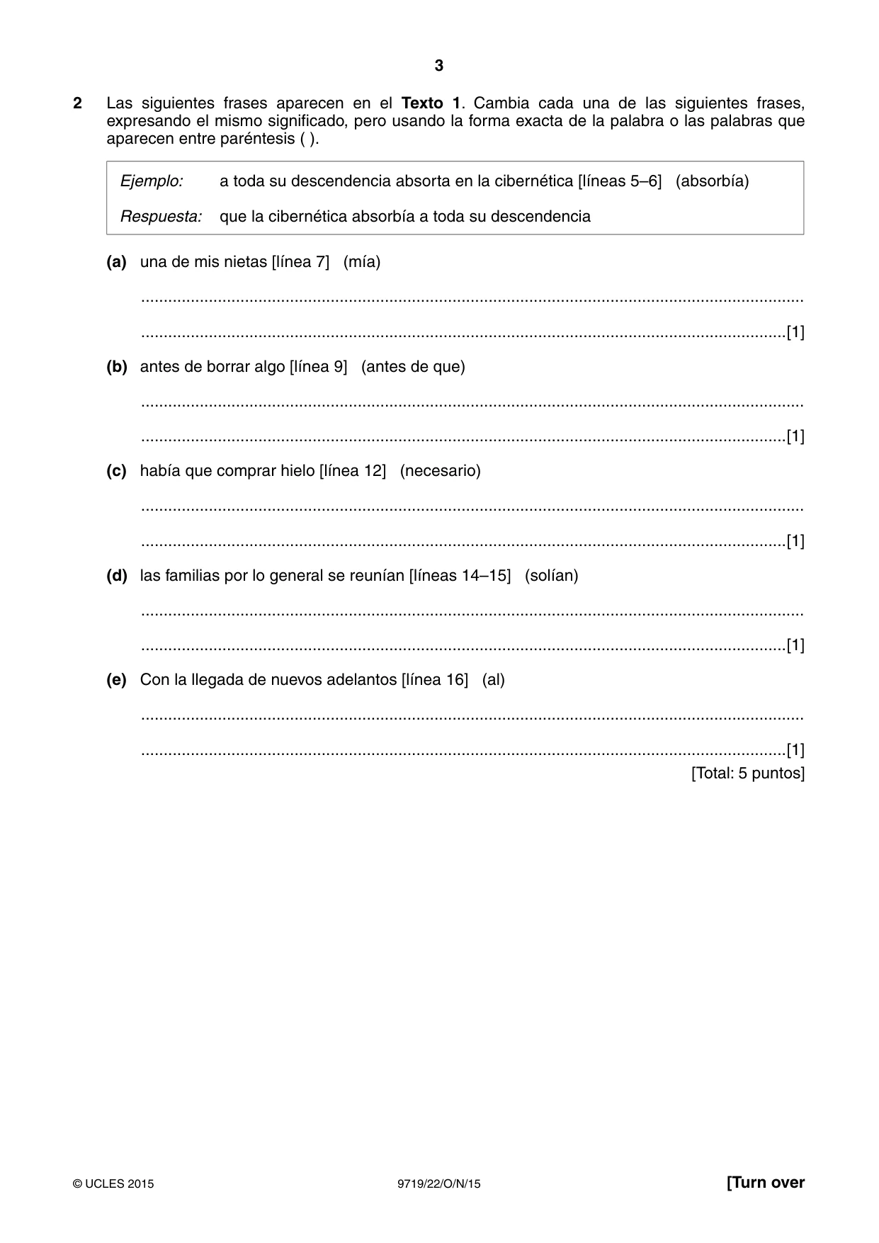 Cambridge A Level Spanish (A Level only) 9719 2015 Oct/Nov Paper 2 · Variant 2 question paper, page 3 of 8