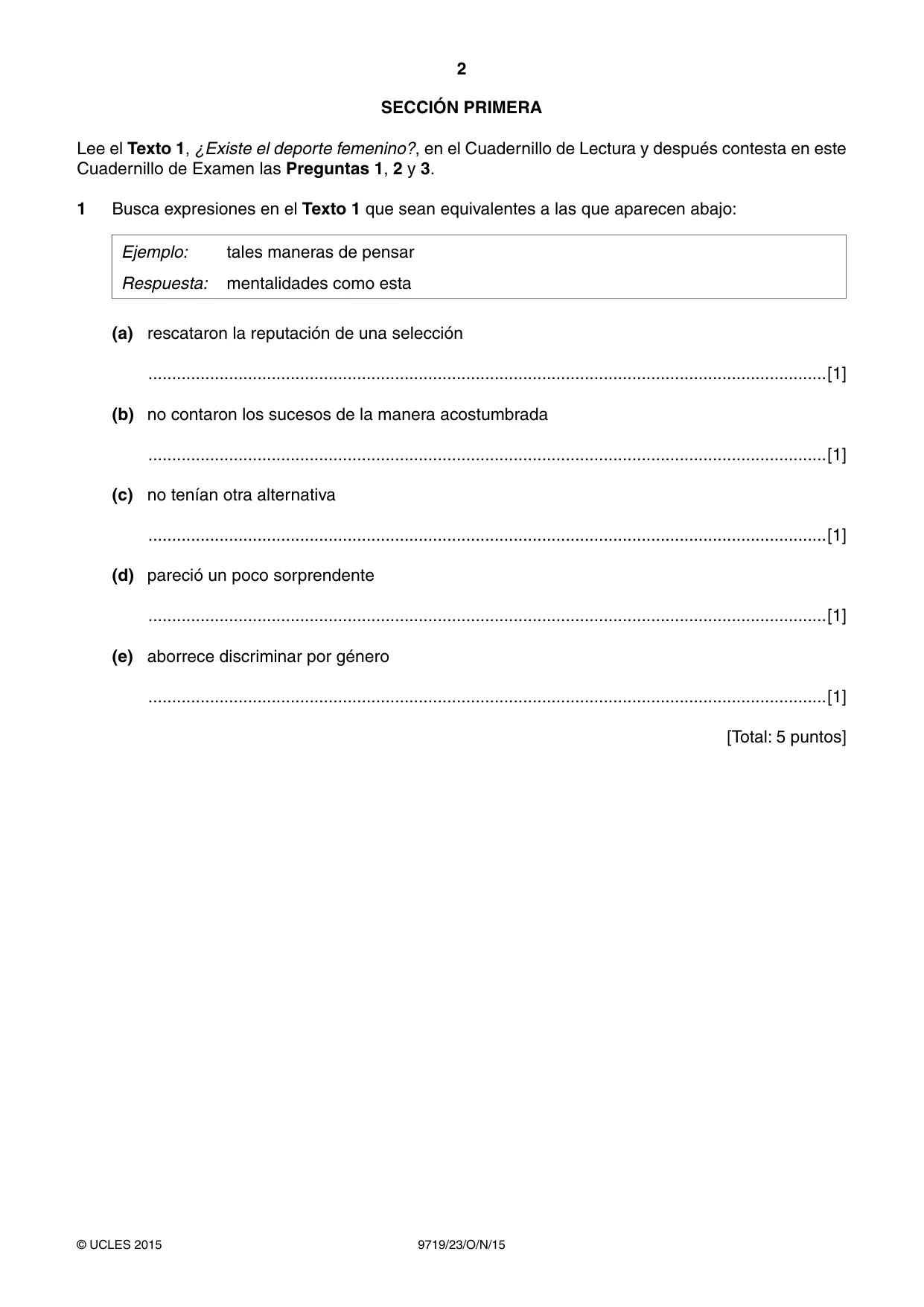 Cambridge A Level Spanish (A Level only) 9719 2015 Oct/Nov Paper 2 · Variant 3 question paper, page 2 of 8