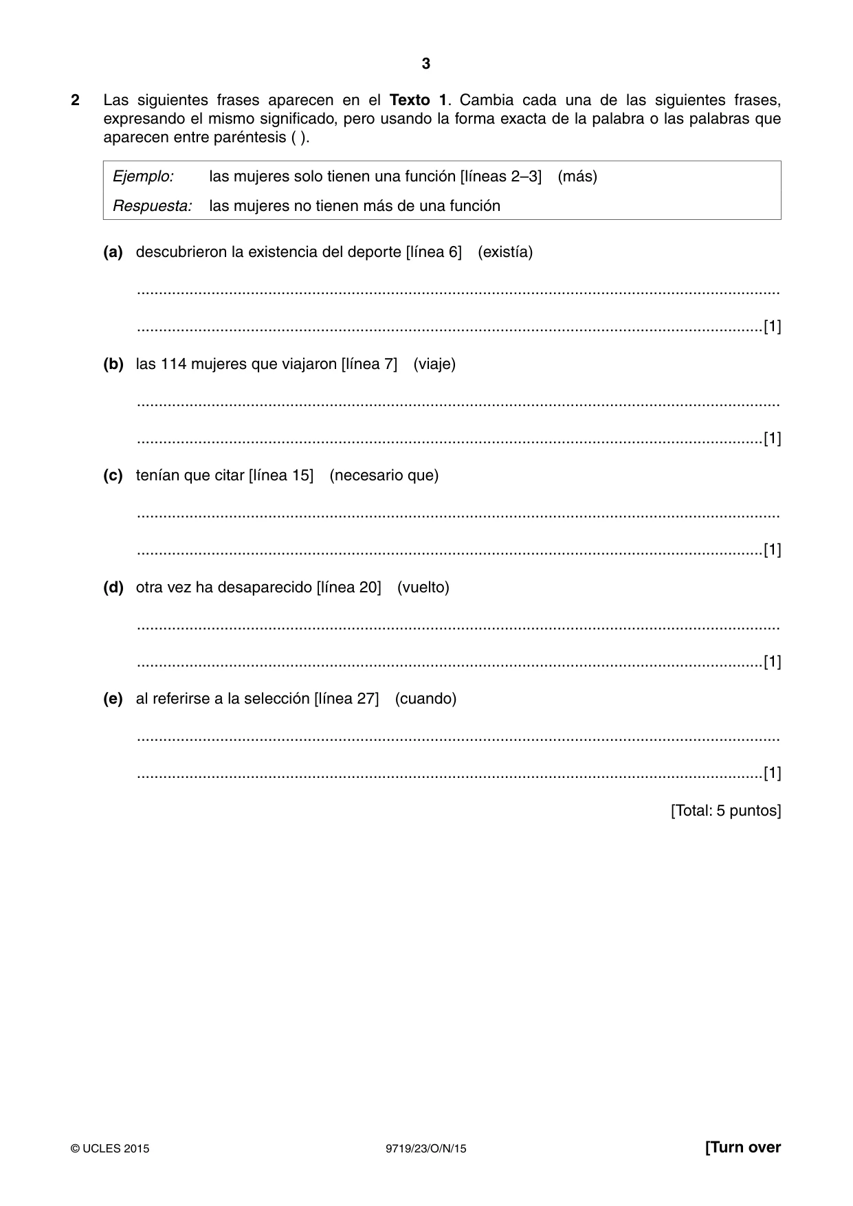 Cambridge A Level Spanish (A Level only) 9719 2015 Oct/Nov Paper 2 · Variant 3 question paper, page 3 of 8