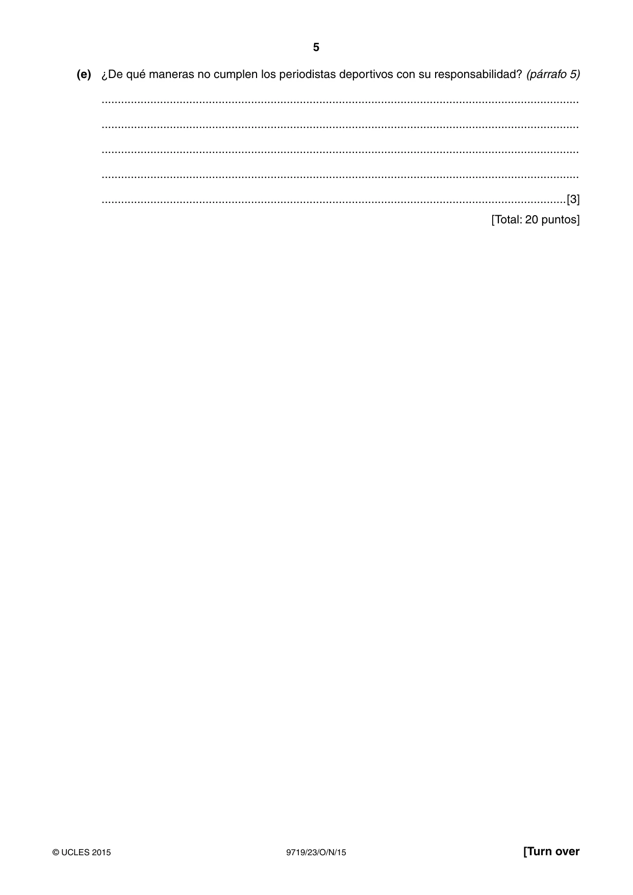 Cambridge A Level Spanish (A Level only) 9719 2015 Oct/Nov Paper 2 · Variant 3 question paper, page 5 of 8