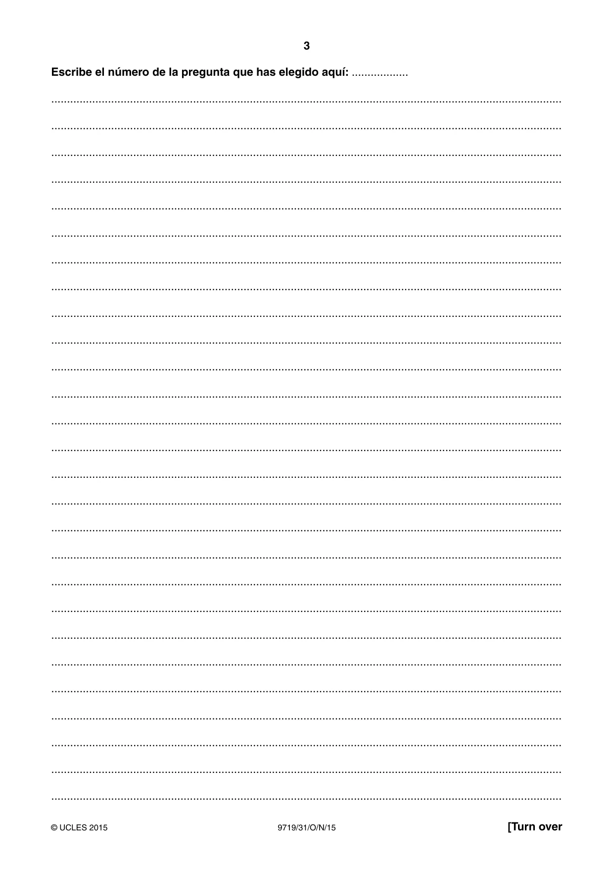 Cambridge A Level Spanish (A Level only) 9719 2015 Oct/Nov Paper 3 · Variant 1 question paper, page 3 of 8