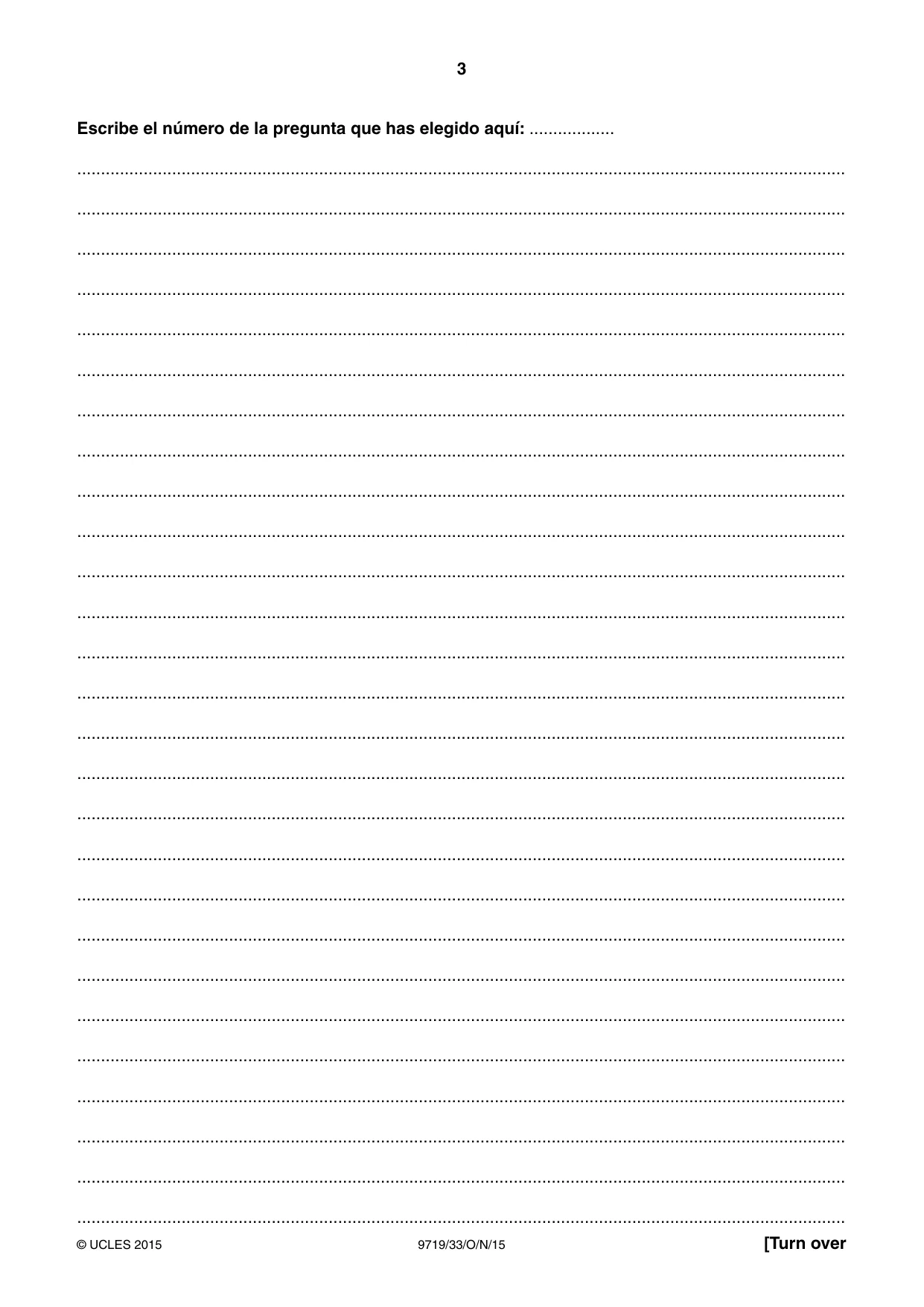 Cambridge A Level Spanish (A Level only) 9719 2015 Oct/Nov Paper 3 · Variant 3 question paper, page 3 of 8
