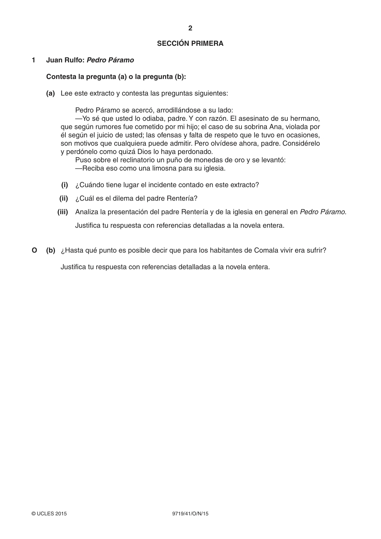 Cambridge A Level Spanish (A Level only) 9719 2015 Oct/Nov Paper 4 · Variant 1 question paper, page 2 of 8