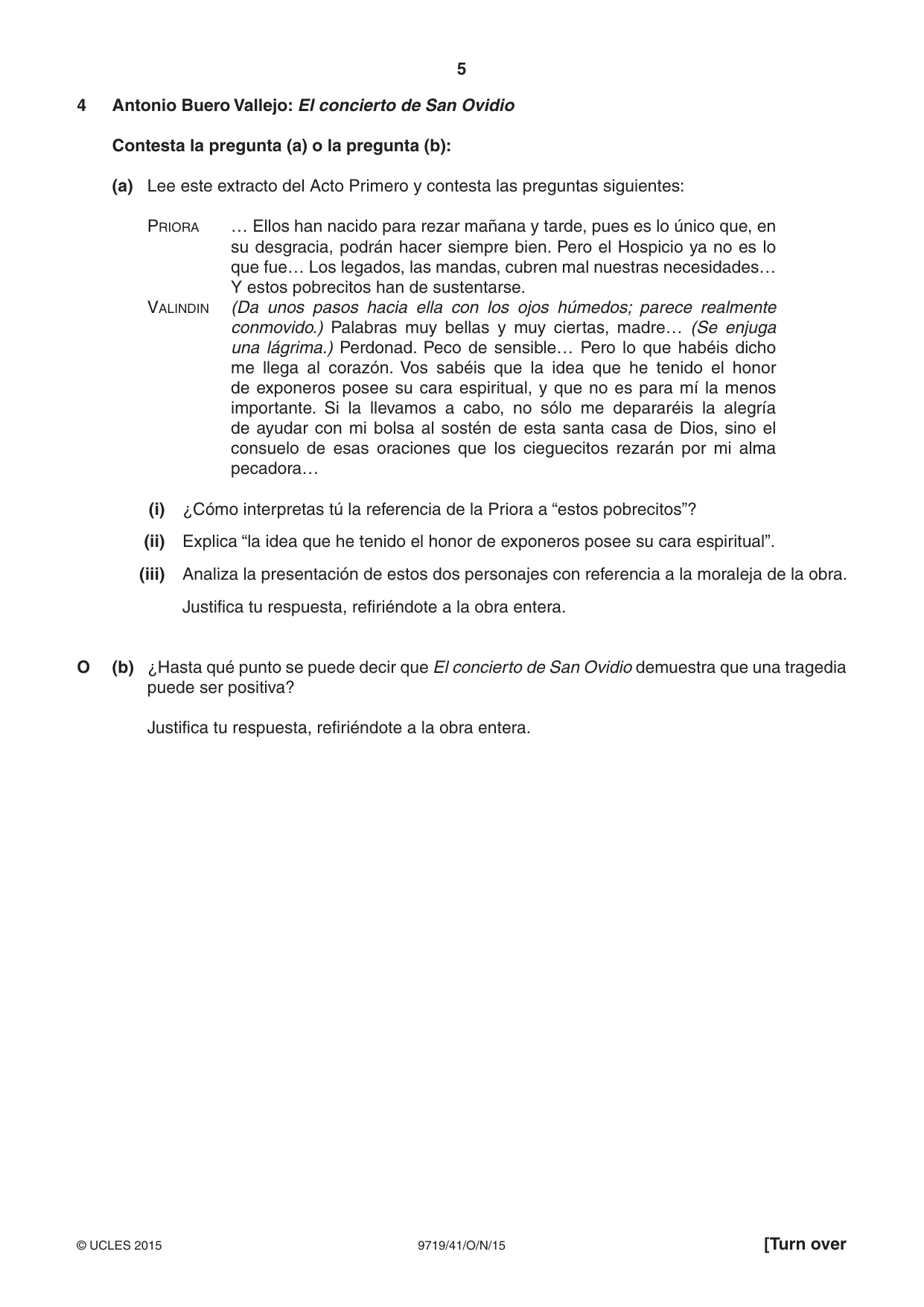 Cambridge A Level Spanish (A Level only) 9719 2015 Oct/Nov Paper 4 · Variant 1 question paper, page 5 of 8