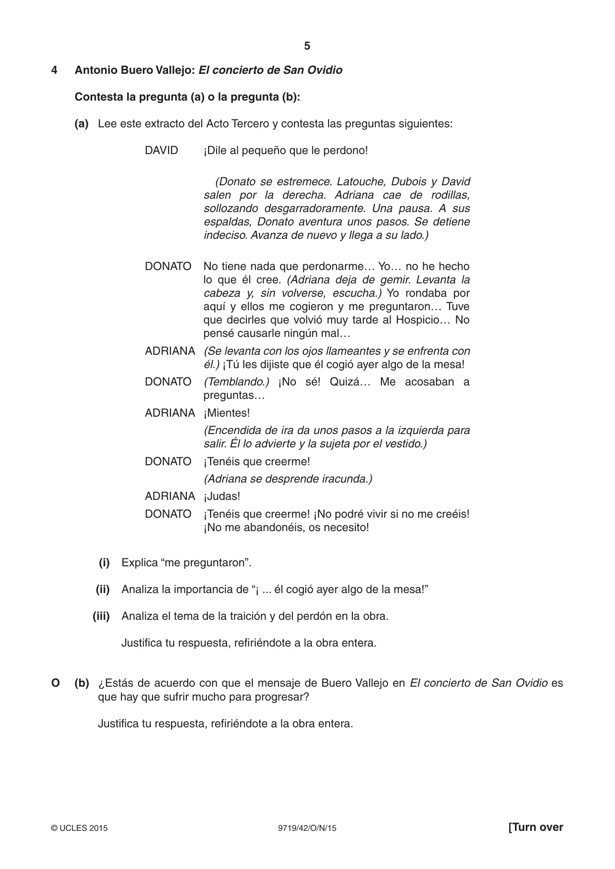 Cambridge A Level Spanish (A Level only) 9719 2015 Oct/Nov Paper 4 · Variant 2 question paper, page 5 of 8