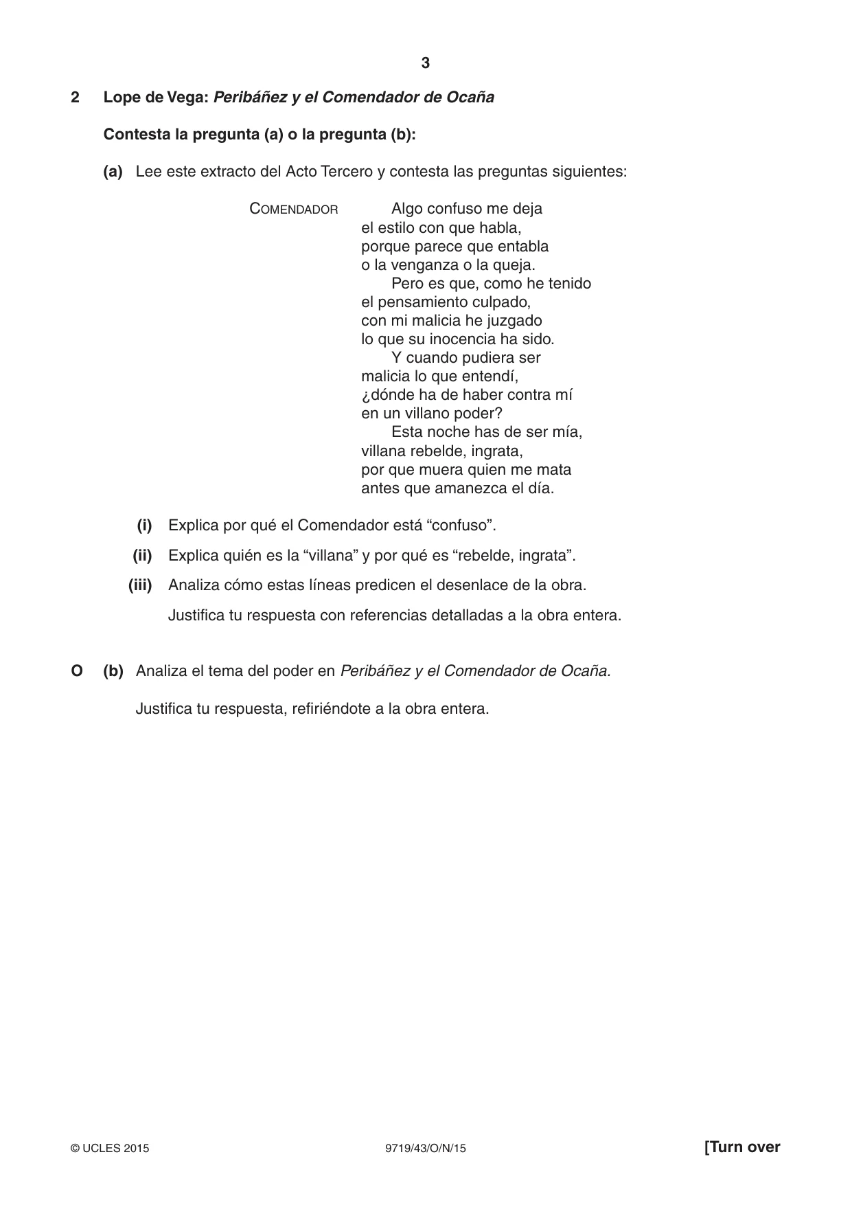 Cambridge A Level Spanish (A Level only) 9719 2015 Oct/Nov Paper 4 · Variant 3 question paper, page 3 of 8