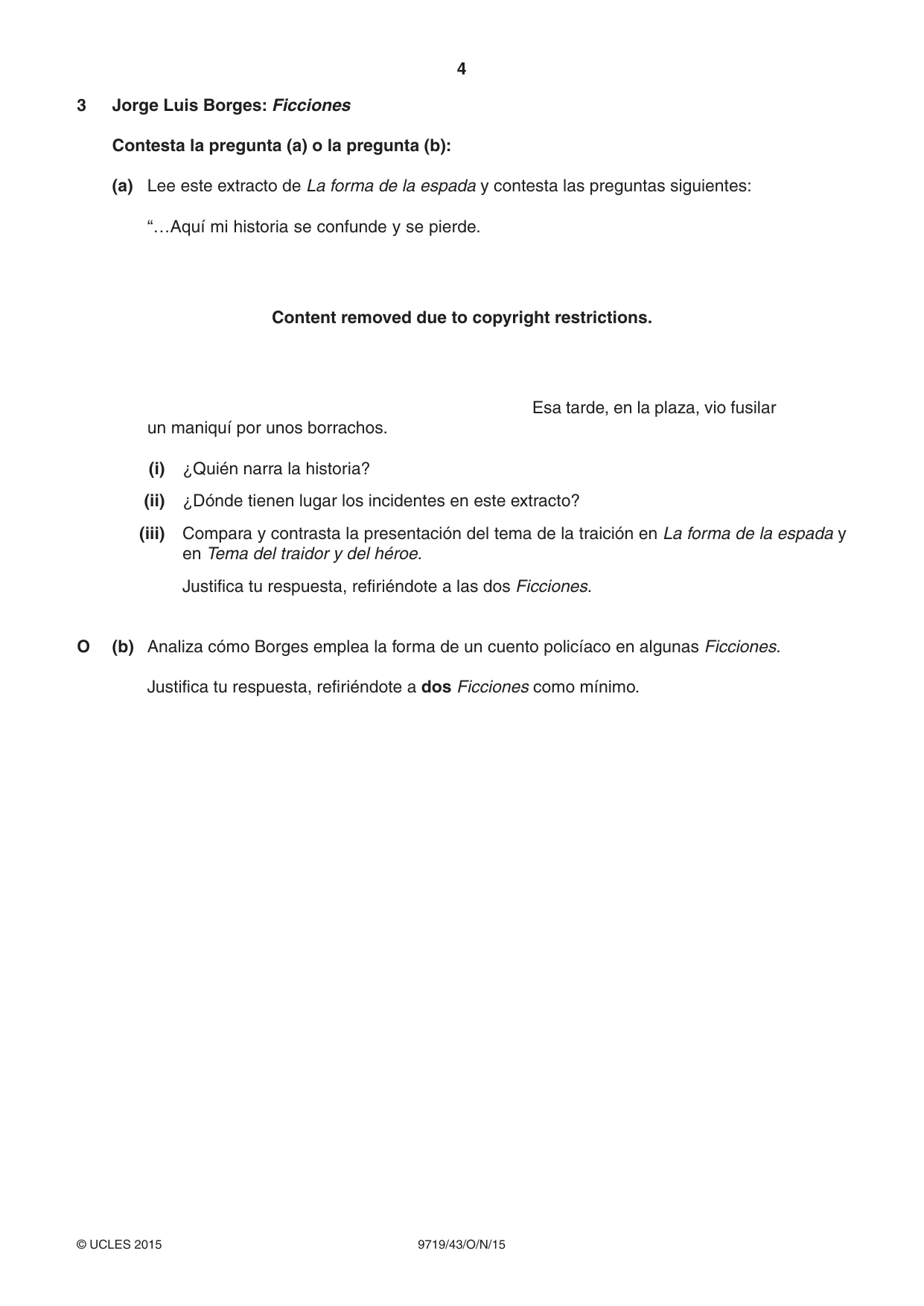 Cambridge A Level Spanish (A Level only) 9719 2015 Oct/Nov Paper 4 · Variant 3 question paper, page 4 of 8