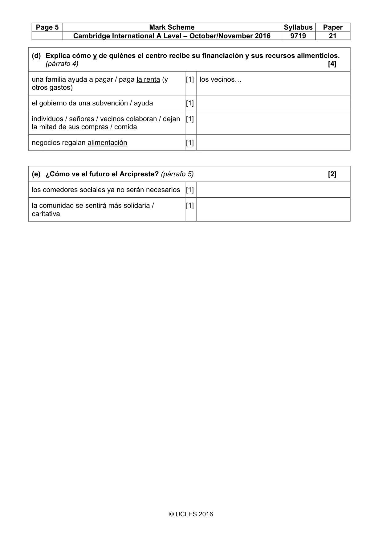 Mark scheme, page 5 of 11