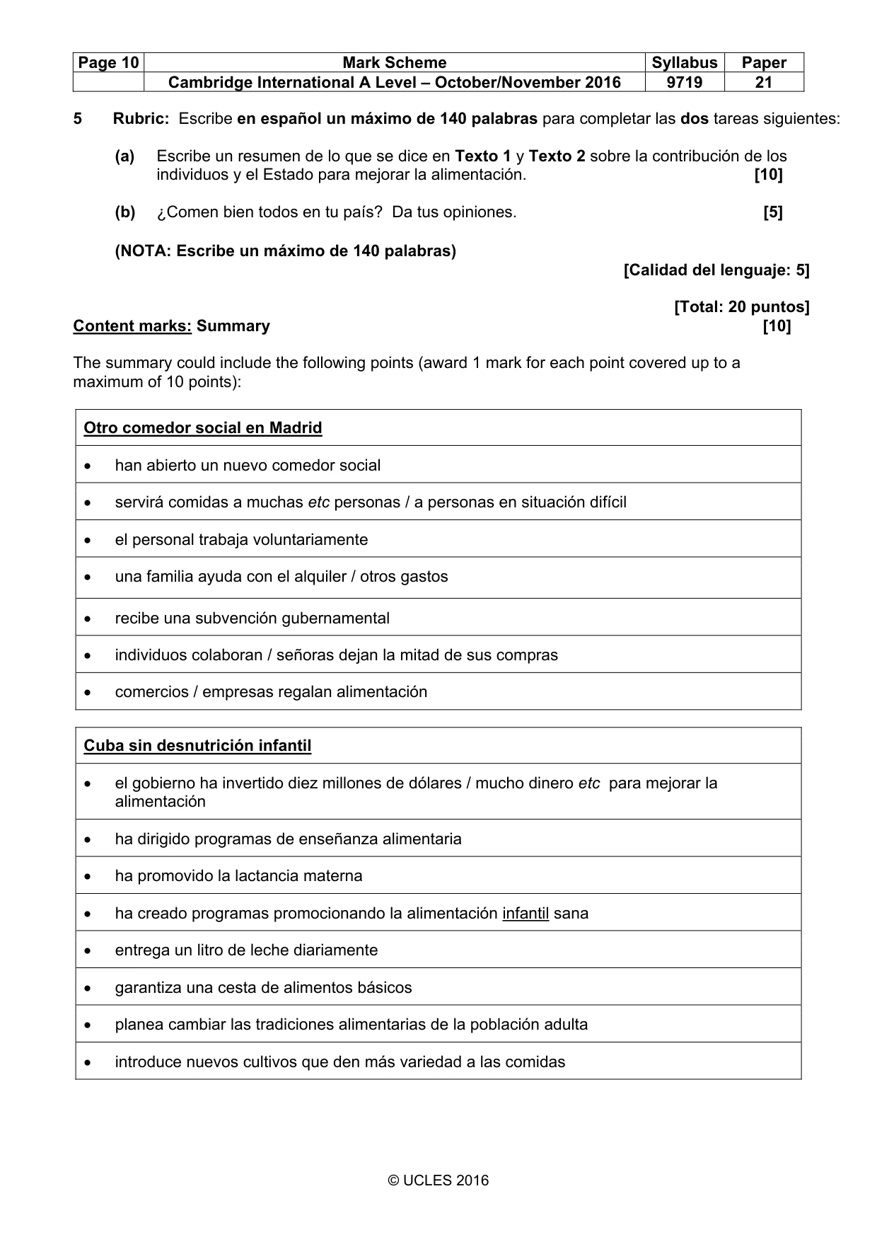 Mark scheme, page 10 of 11