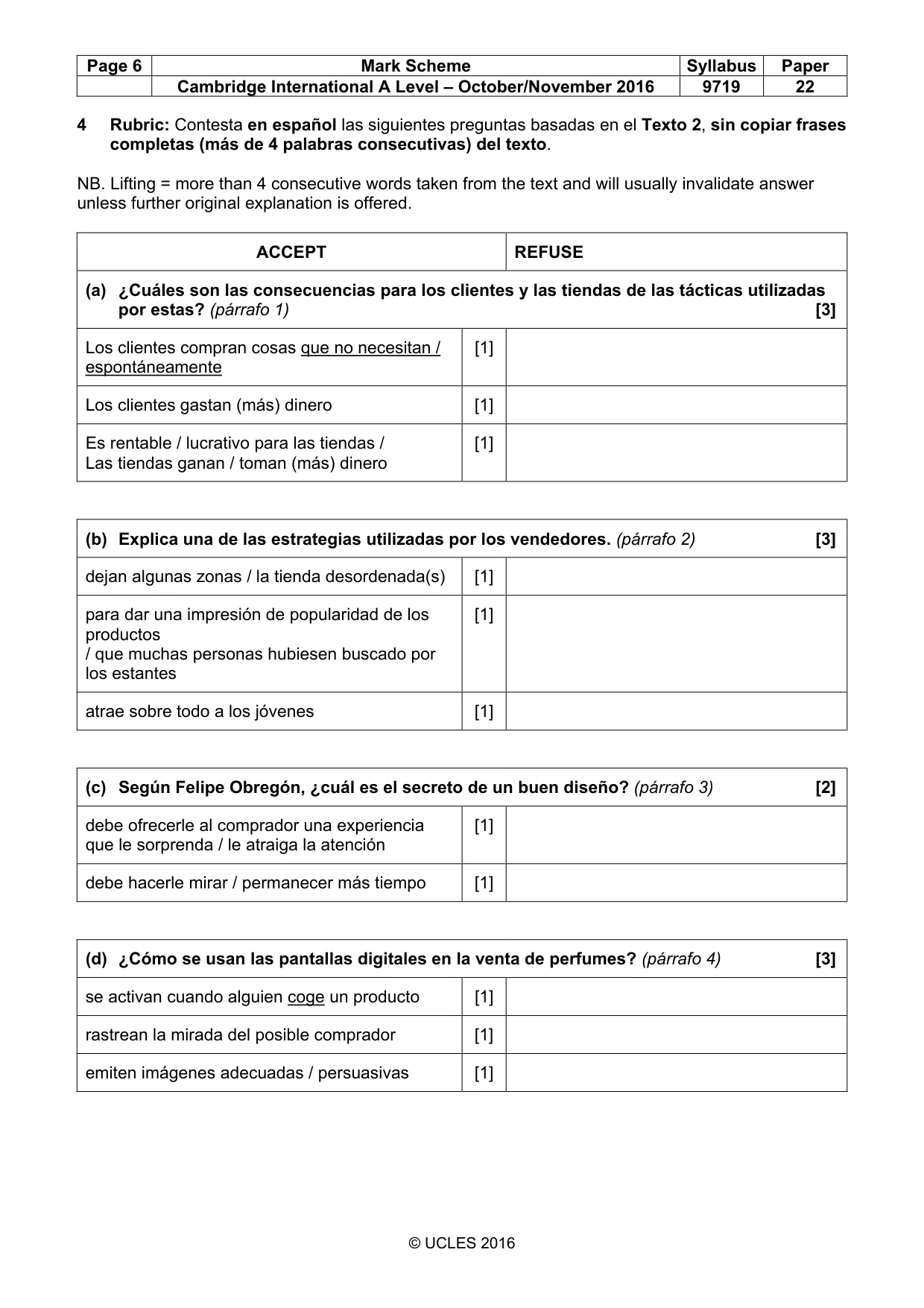 Mark scheme, page 6 of 10