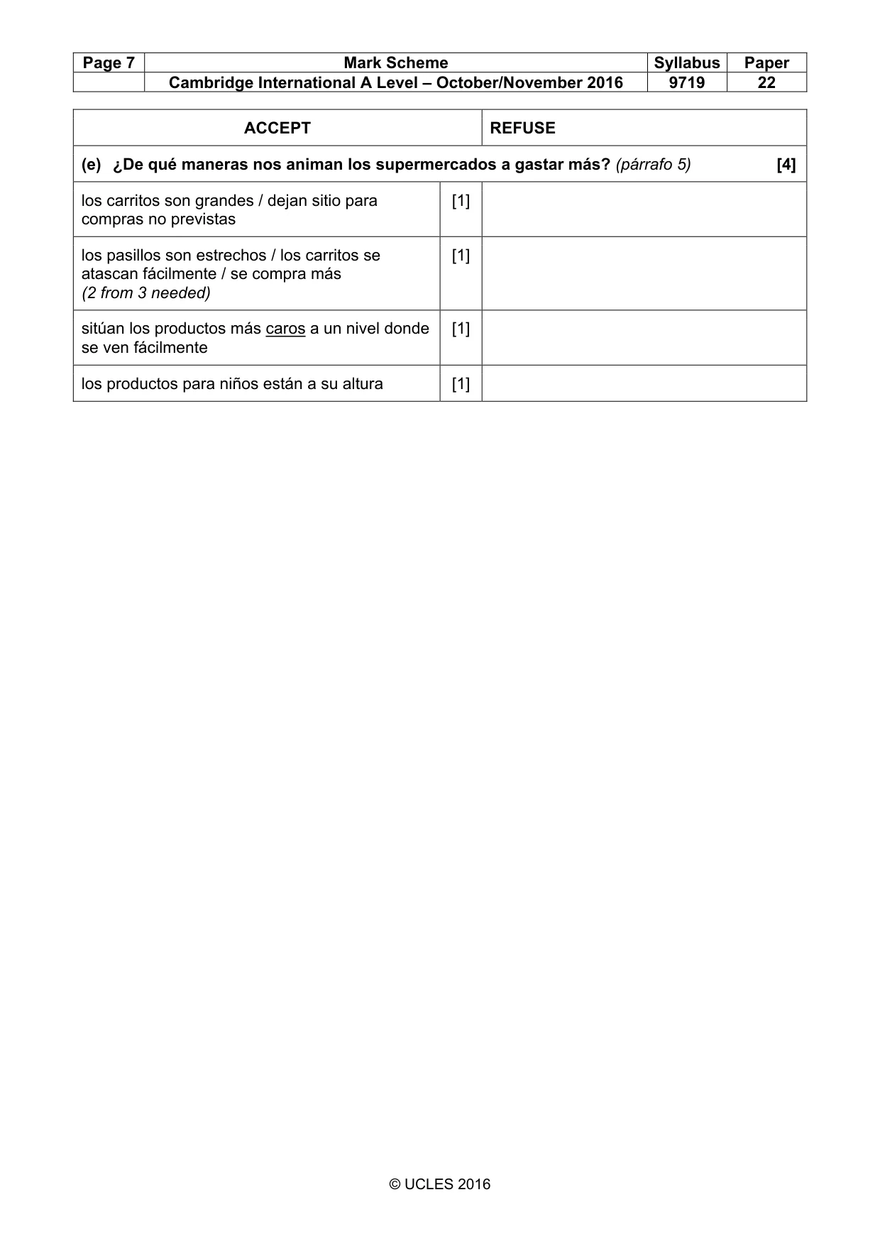 Mark scheme, page 7 of 10