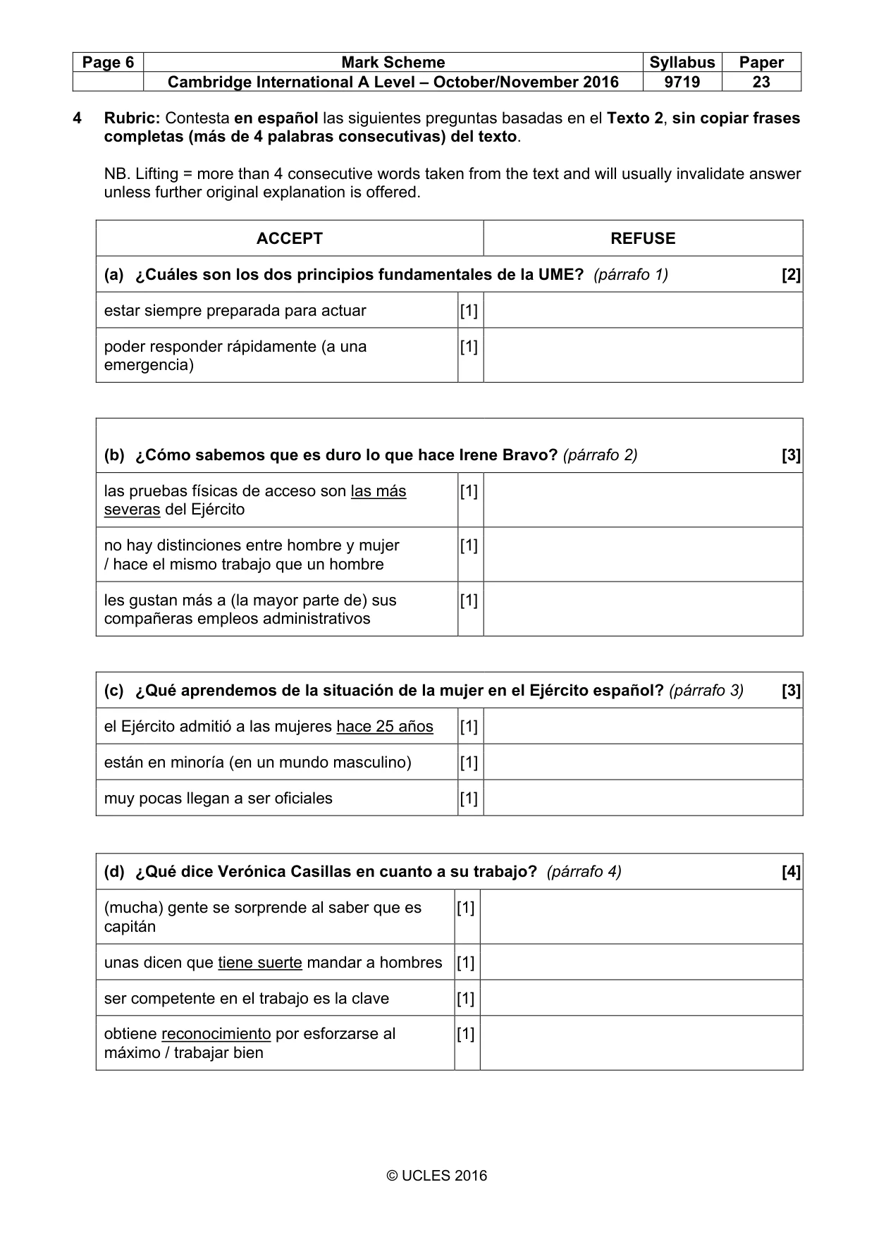Mark scheme, page 6 of 10