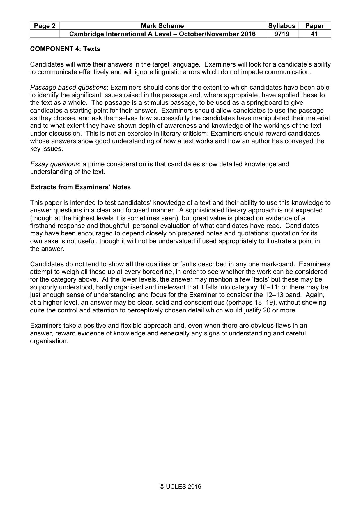 Mark scheme, page 2 of 3