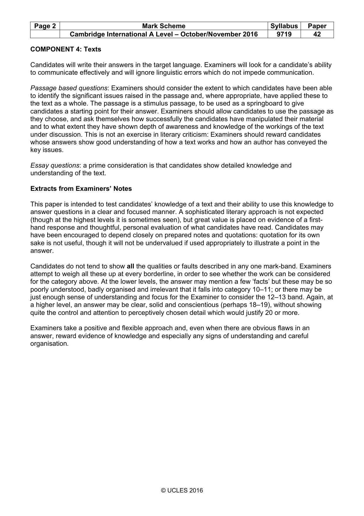 Mark scheme, page 2 of 3