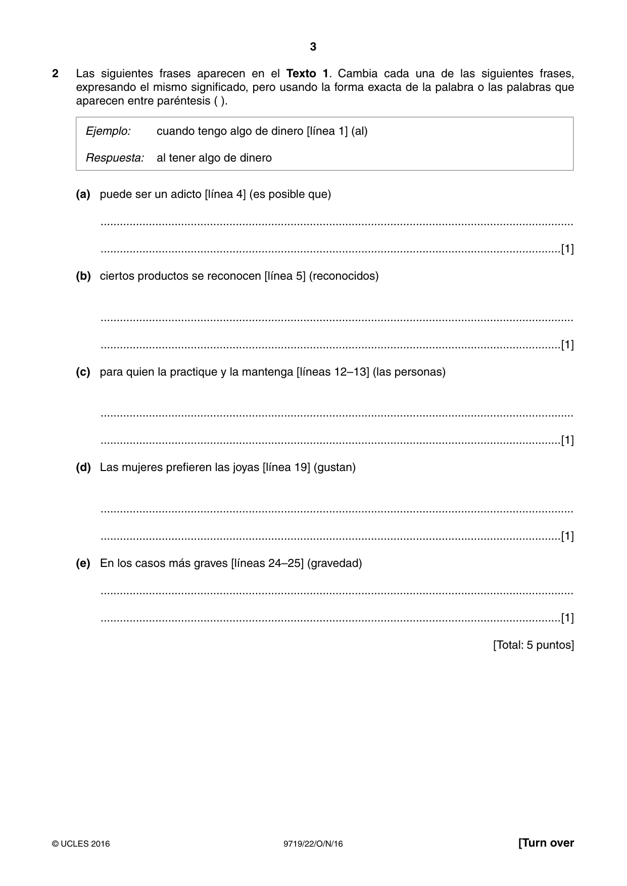 Cambridge A Level Spanish (A Level only) 9719 2016 Oct/Nov Paper 2 · Variant 2 question paper, page 3 of 8