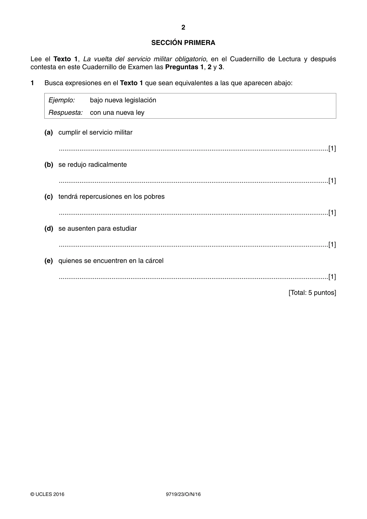 Cambridge A Level Spanish (A Level only) 9719 2016 Oct/Nov Paper 2 · Variant 3 question paper, page 2 of 8