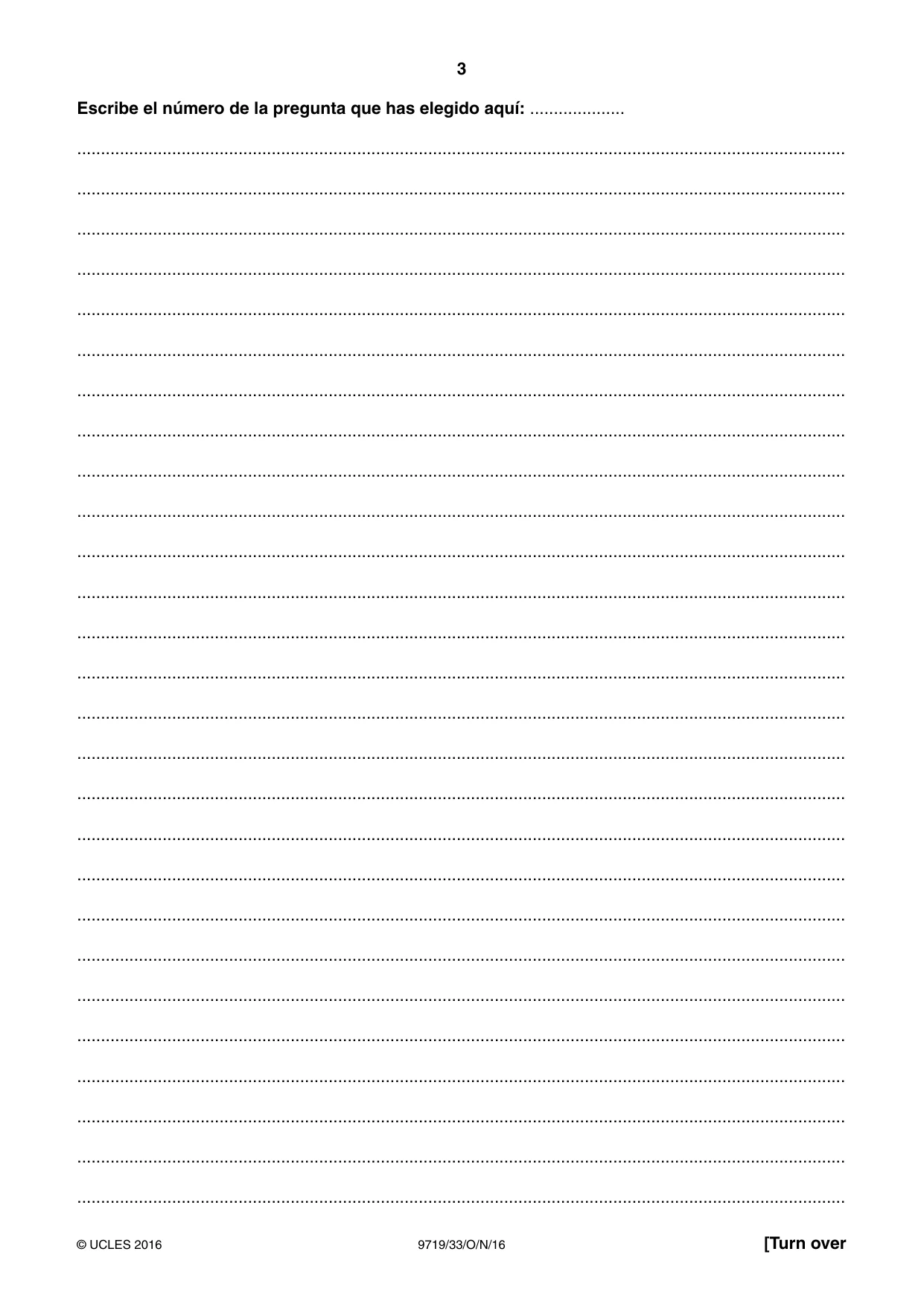 Cambridge A Level Spanish (A Level only) 9719 2016 Oct/Nov Paper 3 · Variant 3 question paper, page 3 of 8