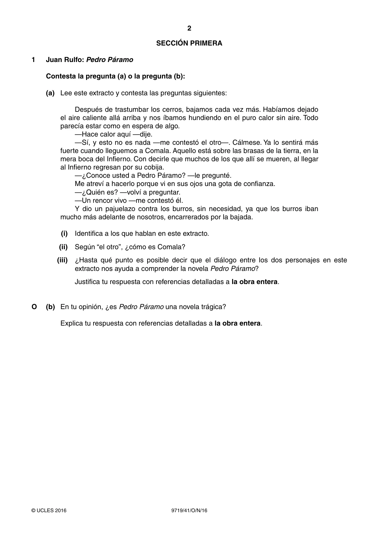 Cambridge A Level Spanish (A Level only) 9719 2016 Oct/Nov Paper 4 · Variant 1 question paper, page 2 of 8
