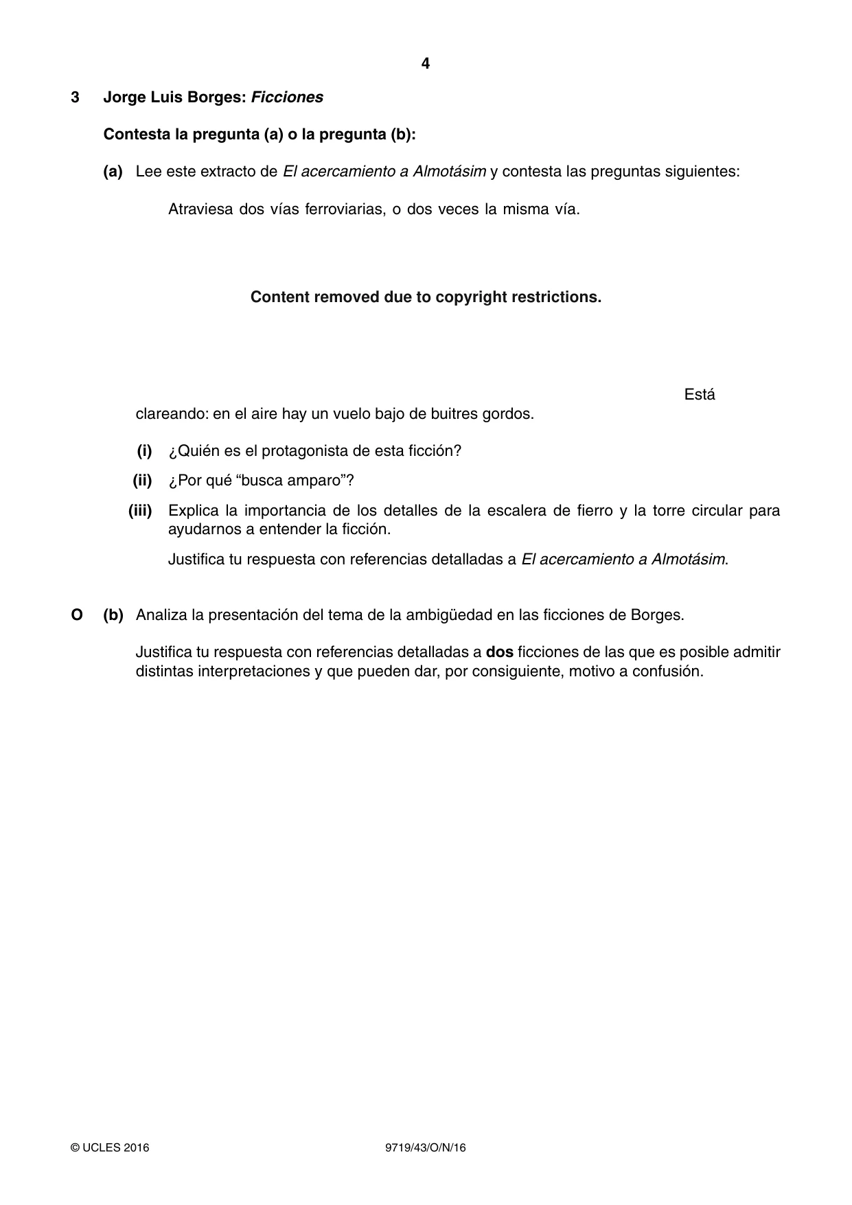 Cambridge A Level Spanish (A Level only) 9719 2016 Oct/Nov Paper 4 · Variant 3 question paper, page 4 of 8