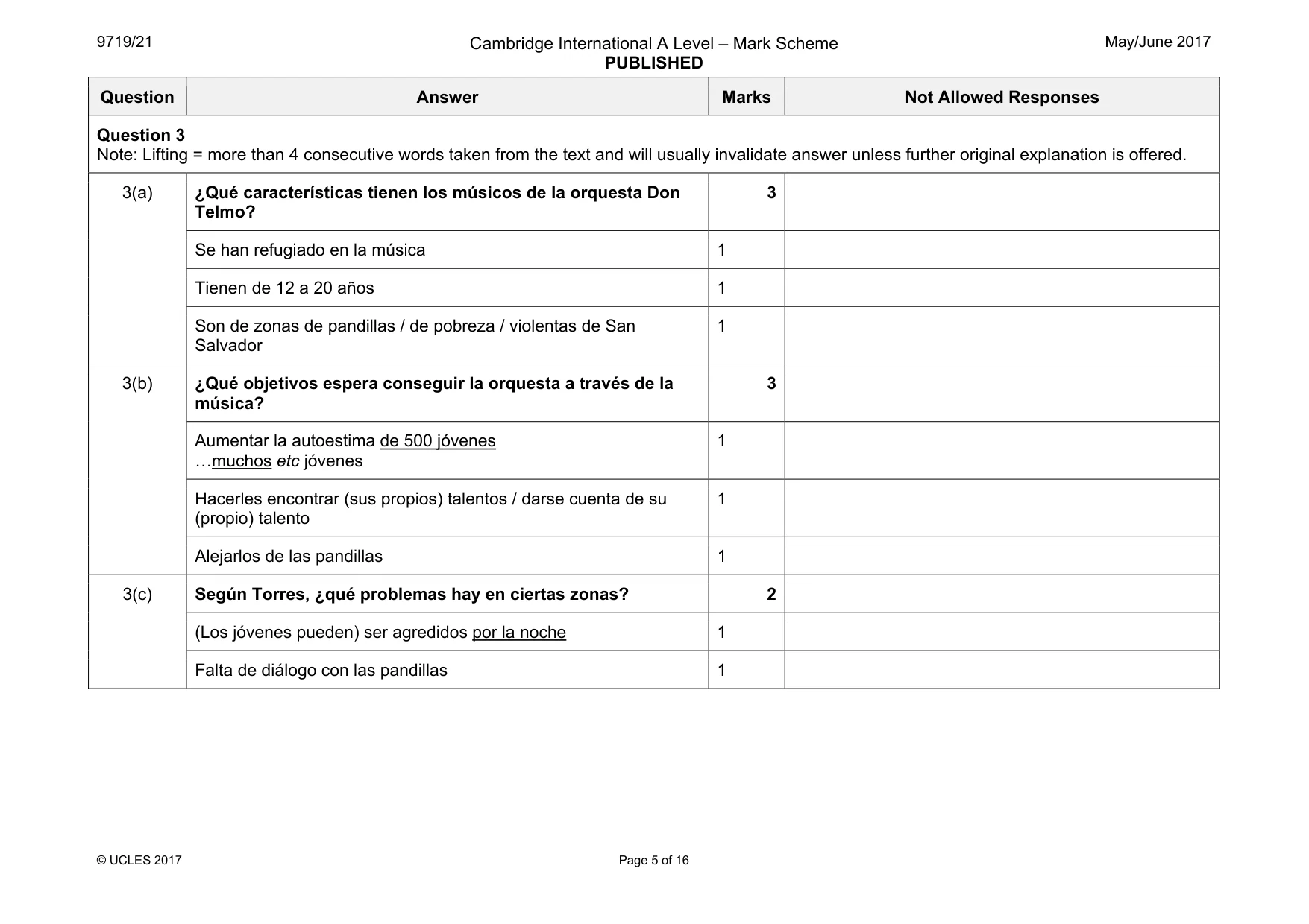 Mark scheme, page 5 of 16