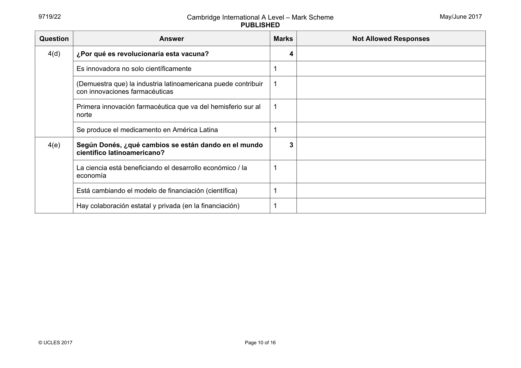 Mark scheme, page 10 of 16