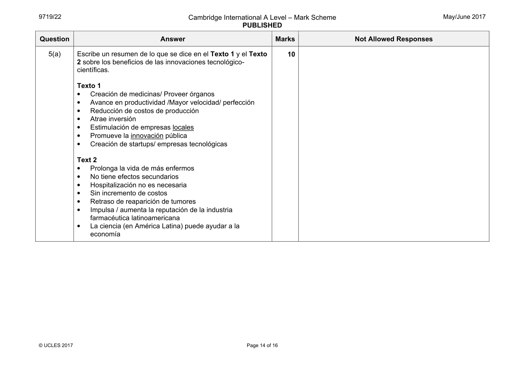 Mark scheme, page 14 of 16