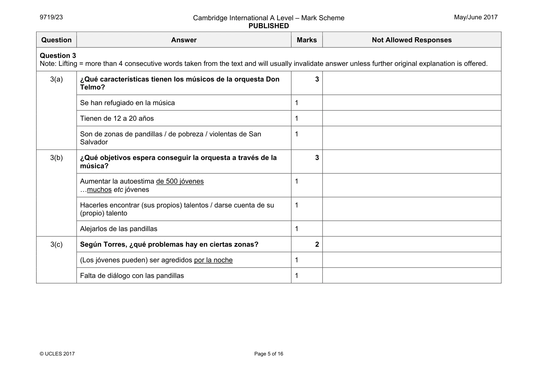 Mark scheme, page 5 of 16