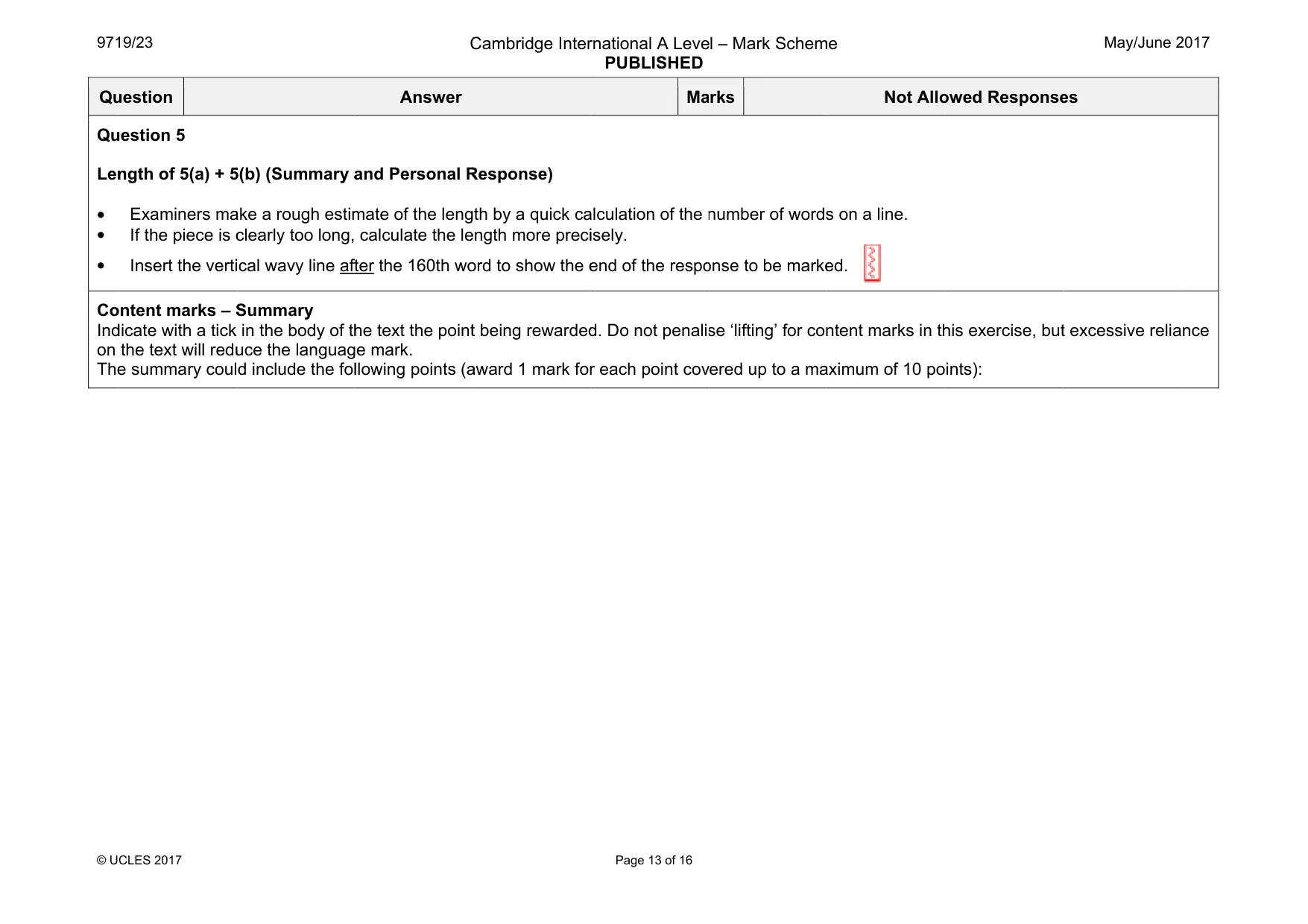 Mark scheme, page 13 of 16
