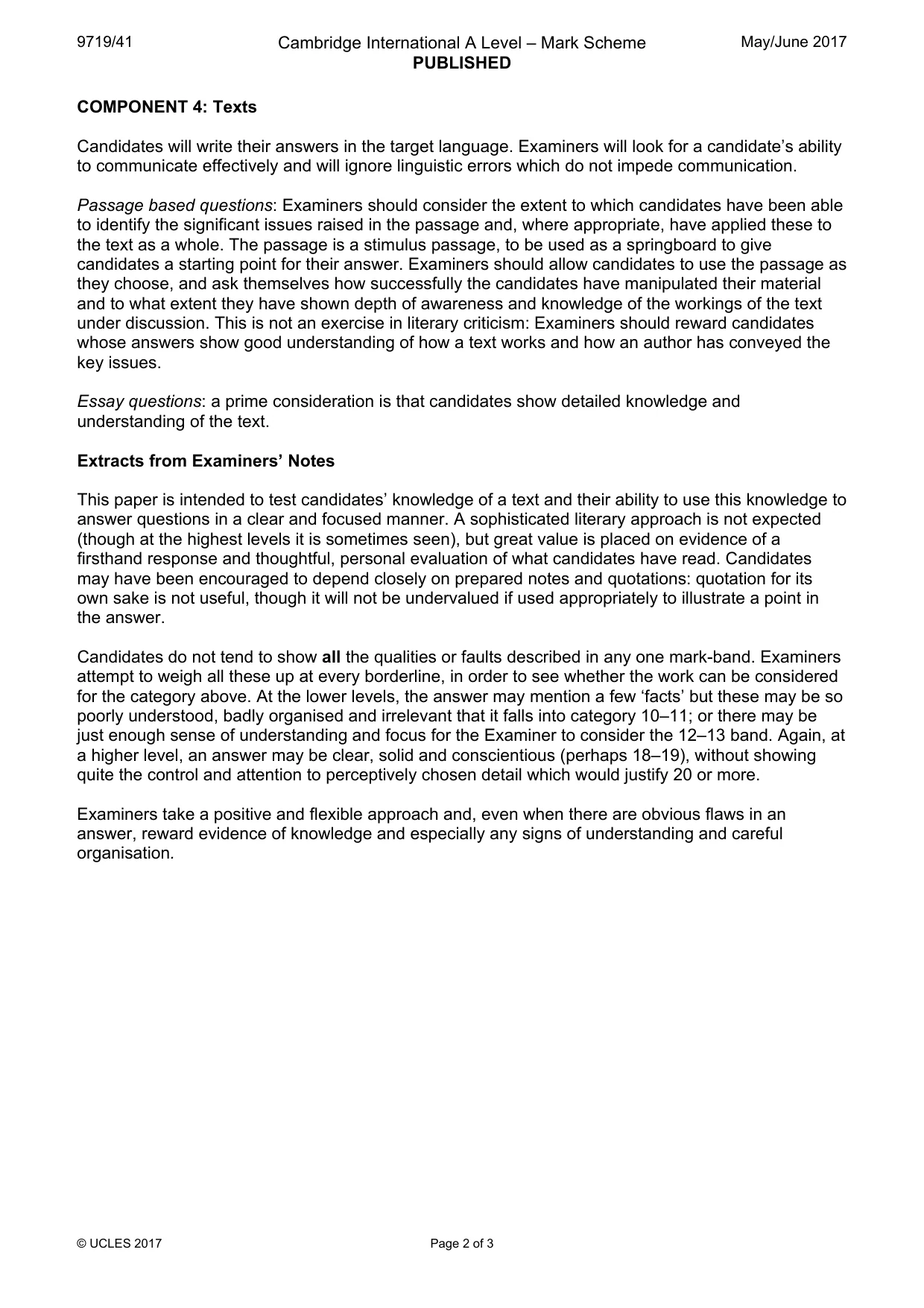 Mark scheme, page 2 of 3