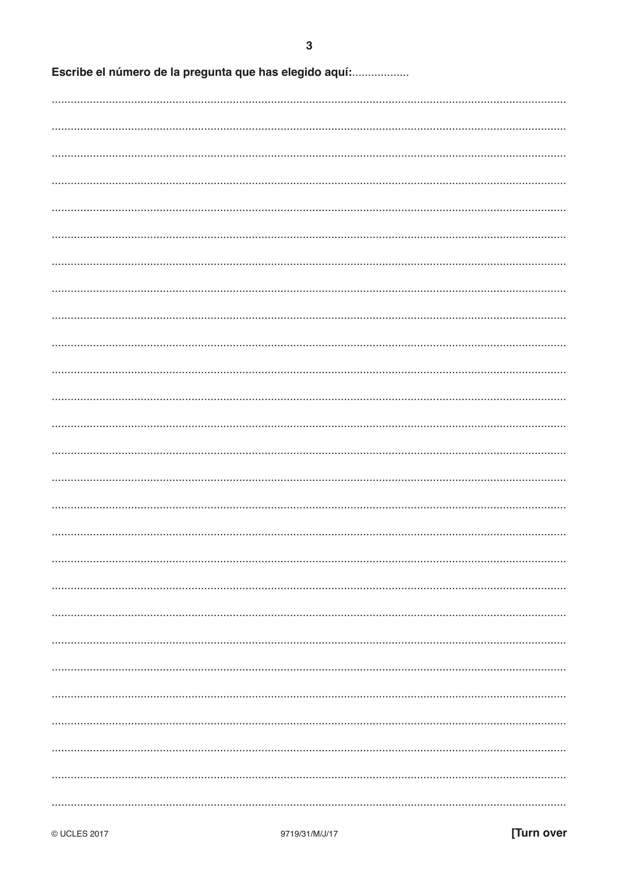 Cambridge A Level Spanish (A Level only) 9719 2017 May/June Paper 3 · Variant 1 question paper, page 3 of 8