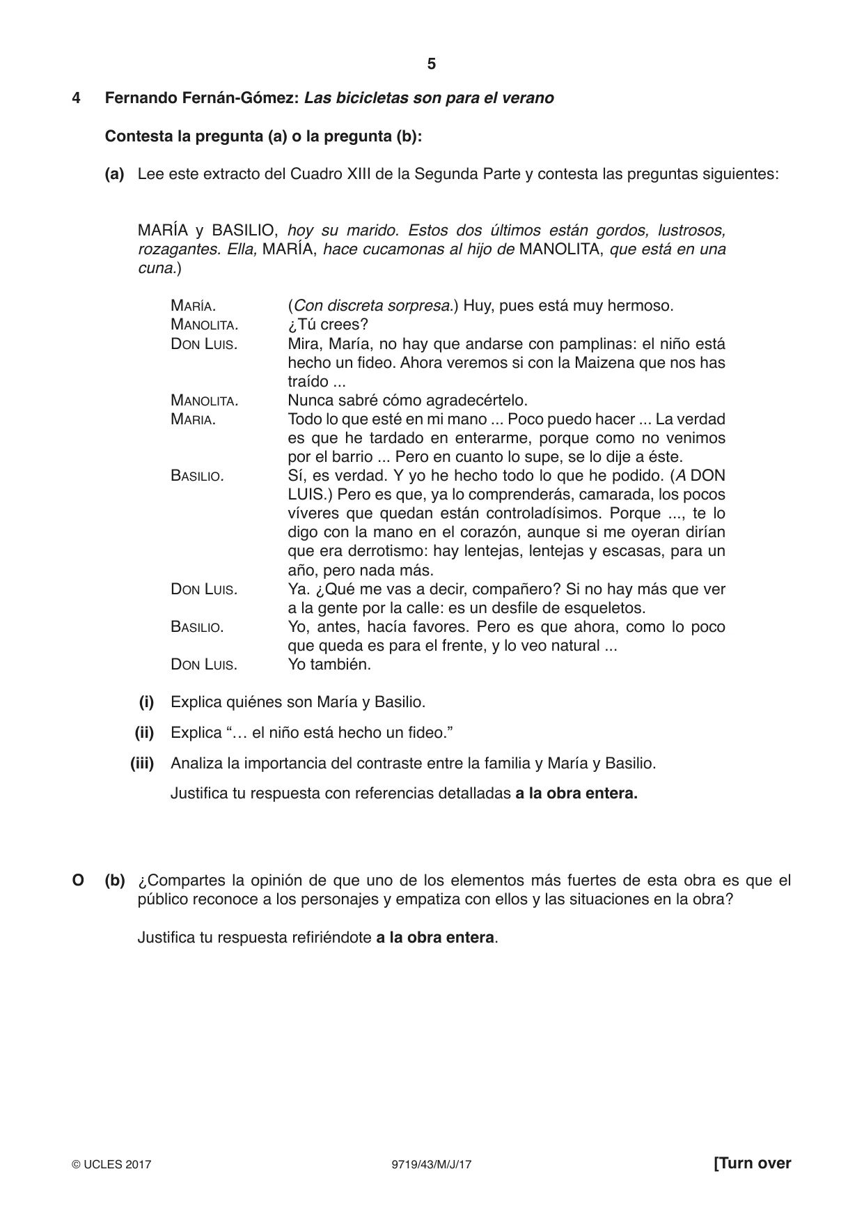 Cambridge A Level Spanish (A Level only) 9719 2017 May/June Paper 4 · Variant 3 question paper, page 5 of 8
